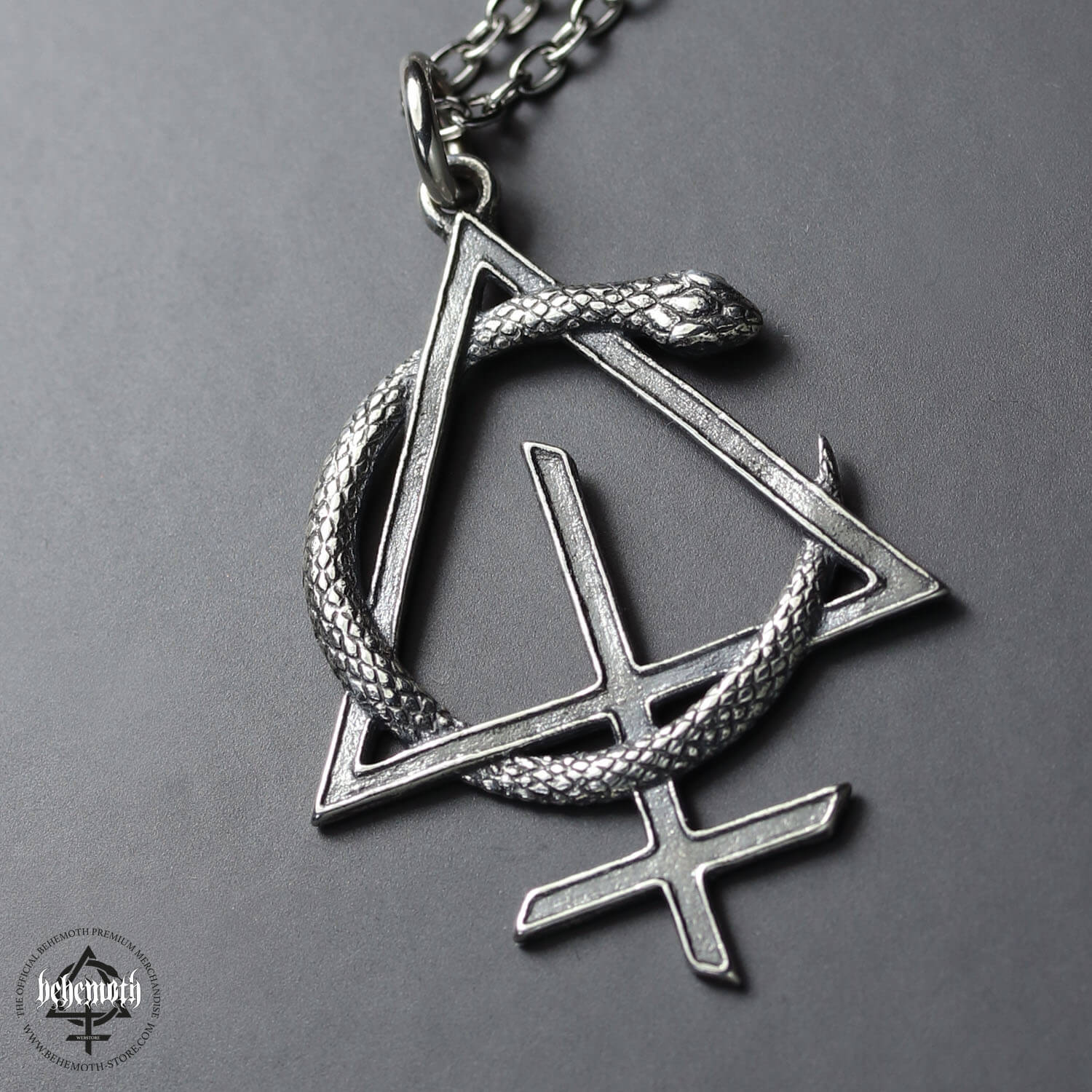 Dark openwork sterling silver necklace by Anna Mazon with snake design and ancient lost wax technique, 4.4 cm long.