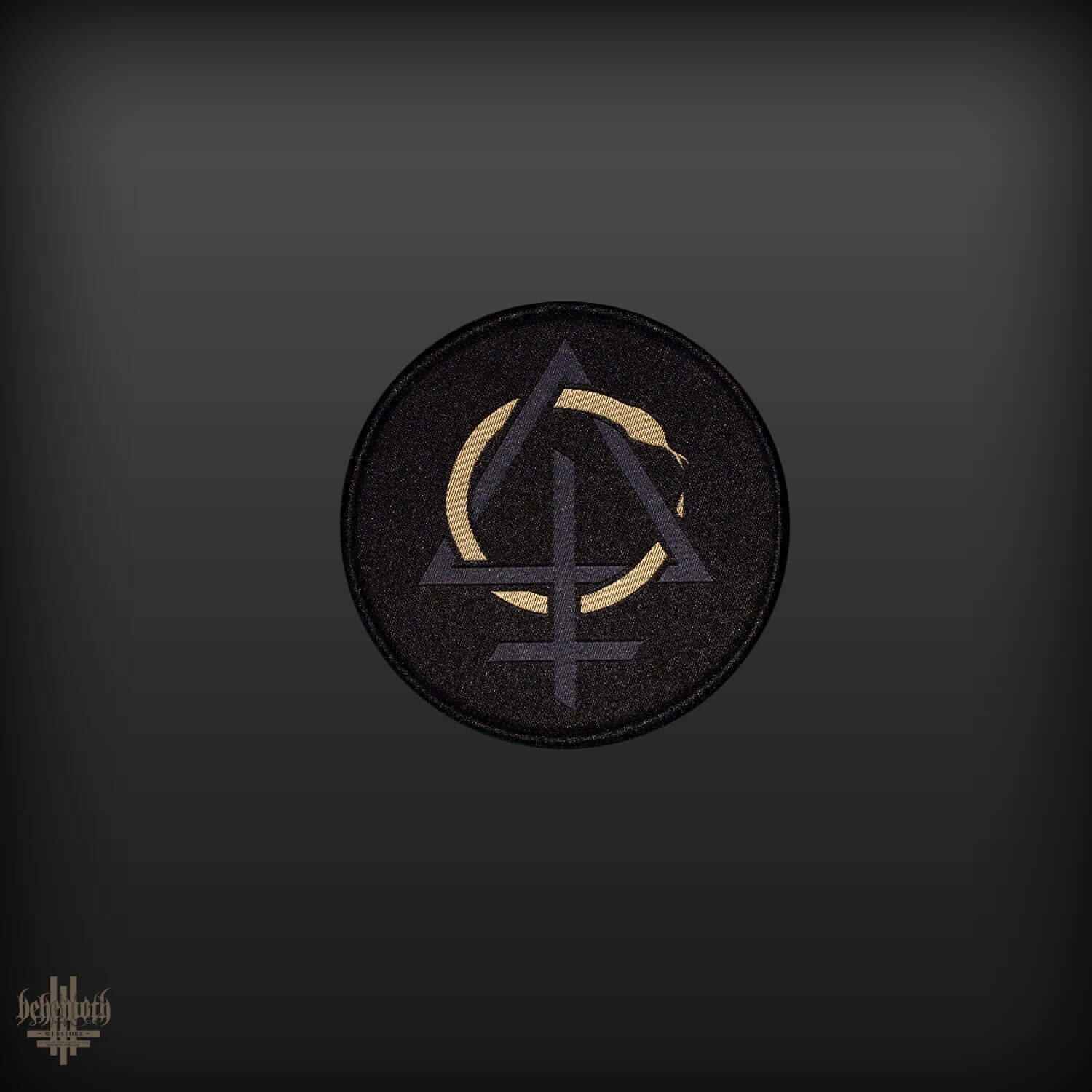 Behemoth 'Contra' woven patch with intricate design, 3.5'' diameter, perfect for Behemoth fans to display on bags and jackets.