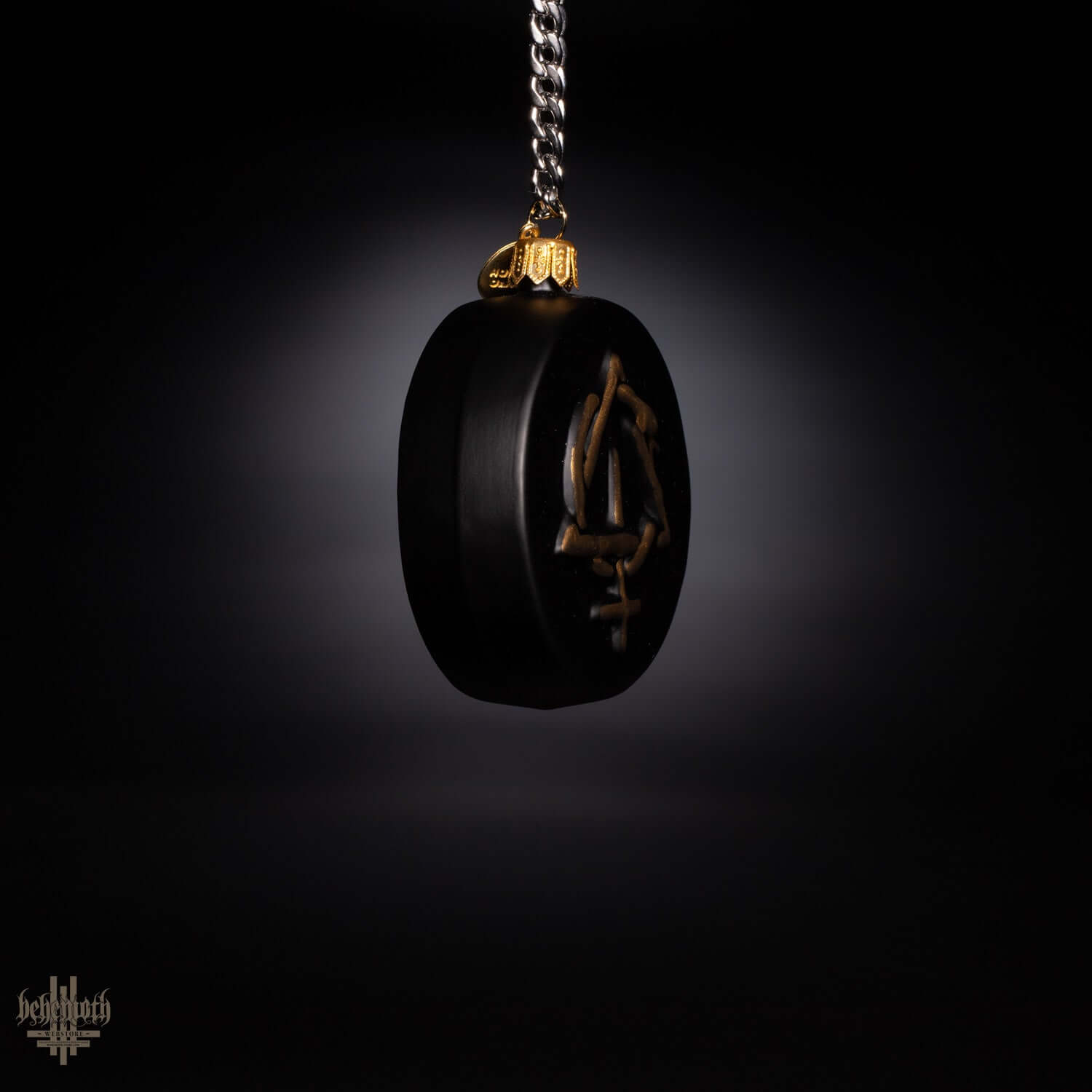 Blown glass ornament 'Contra' with hand-painted design, perfect for winter solstice decor. Unique dark glass piece by Morawski Ornaments.