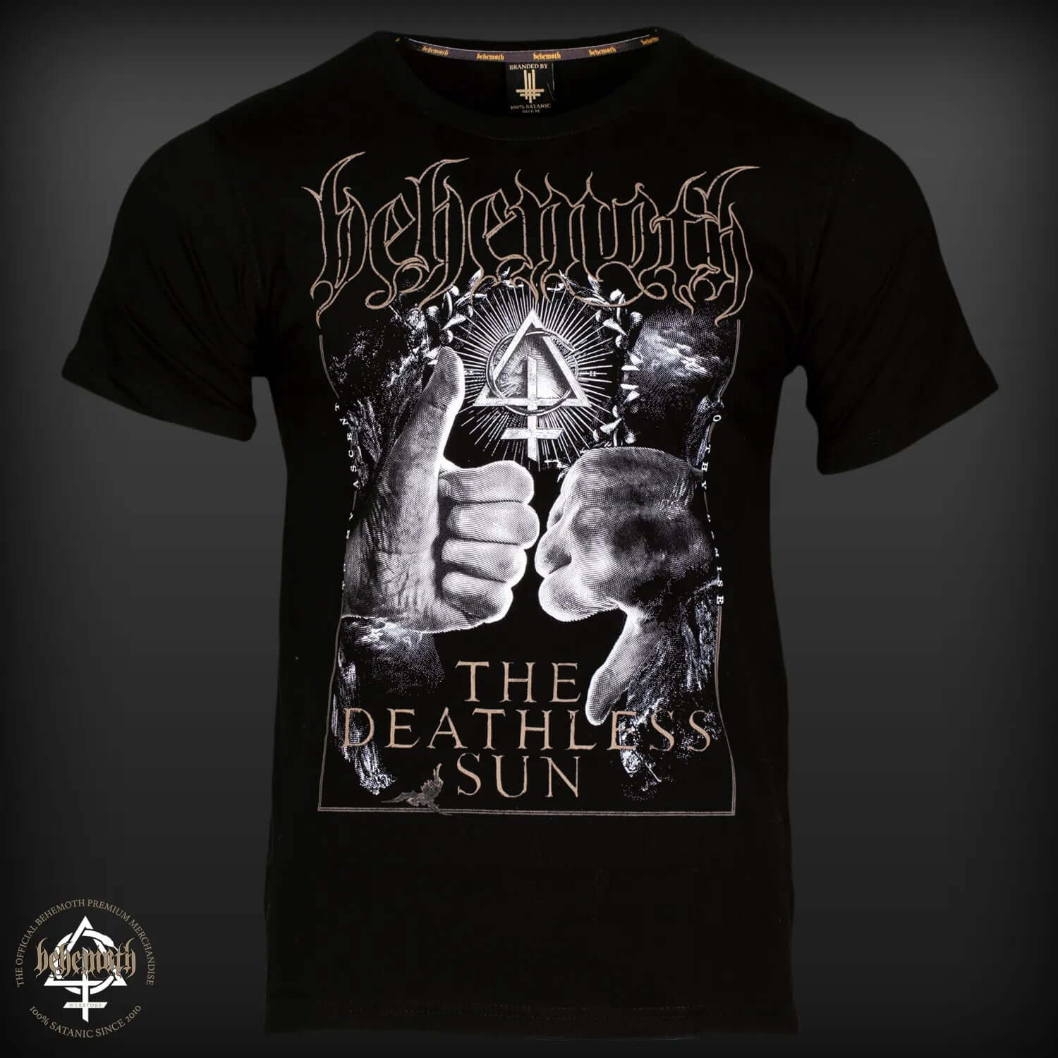 Black Behemoth 'The Deathless Sun' T-shirt, front and back print, unisex sizing, durable and soft premium apparel, unique design.