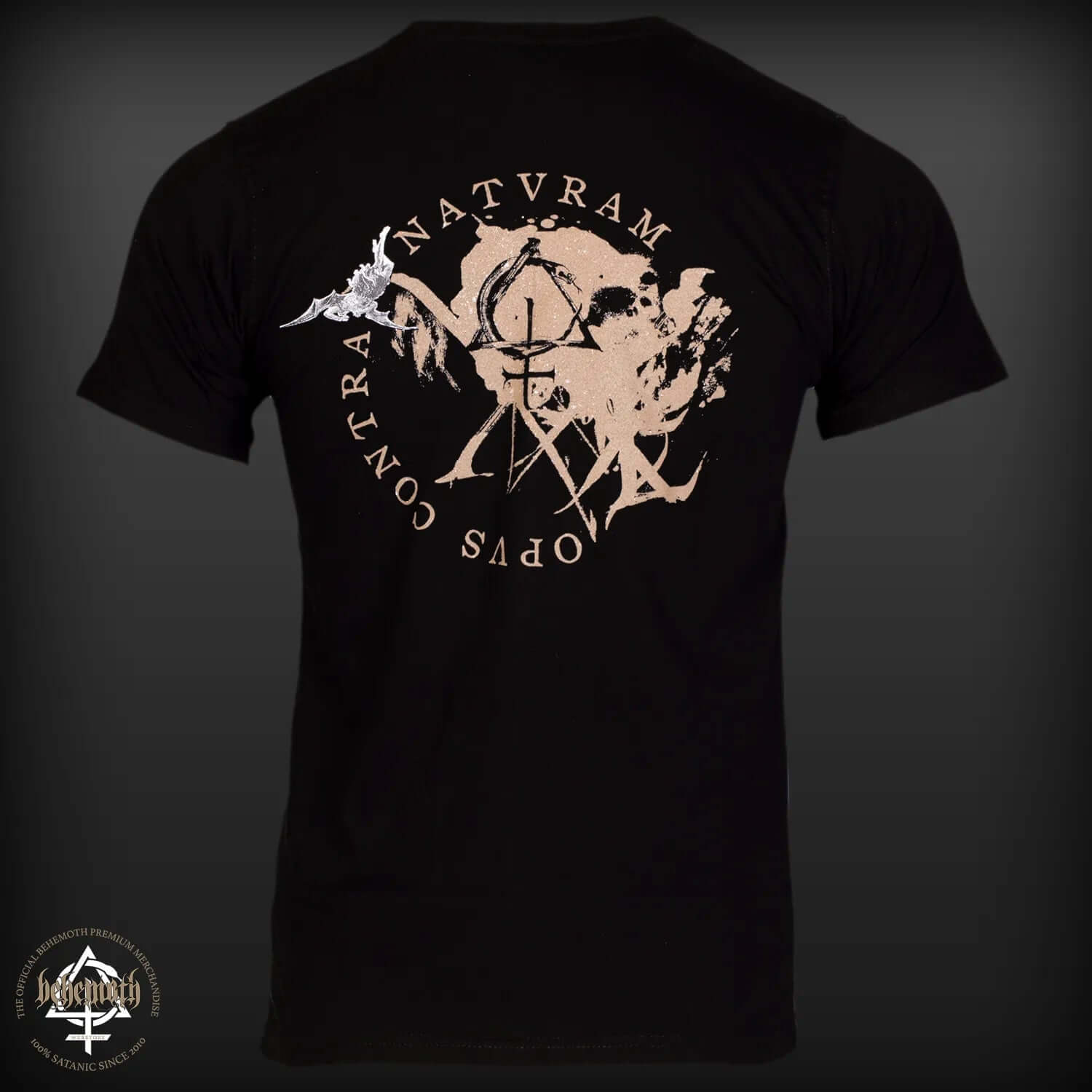 Back view of 'The Deathless Sun' Behemoth t-shirt showing detailed graphic design and lettering on black unisex tee.