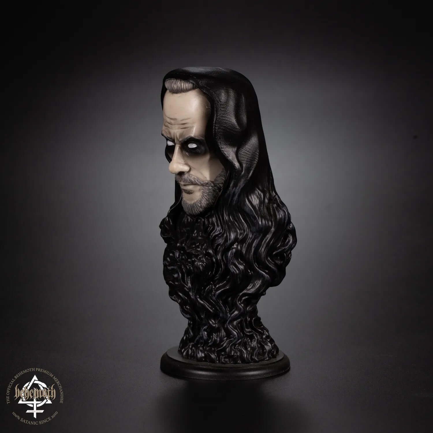 Hand-painted Nergal Behemoth collectible figurine made of polyurethane resin with a unique metal coin and authenticity certificate.