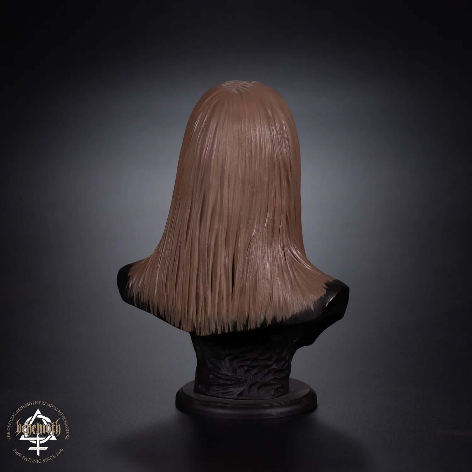 Rear view of 'Inferno/Behemoth' collectible figurine with unique engraved coin and authenticity certificate, hand-painted resin bust.