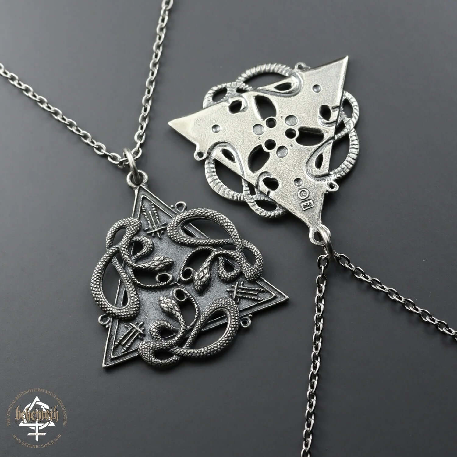 Sterling silver '666' pendant on black background, showcasing intricate openwork design by Anna Mazon using lost wax technique.