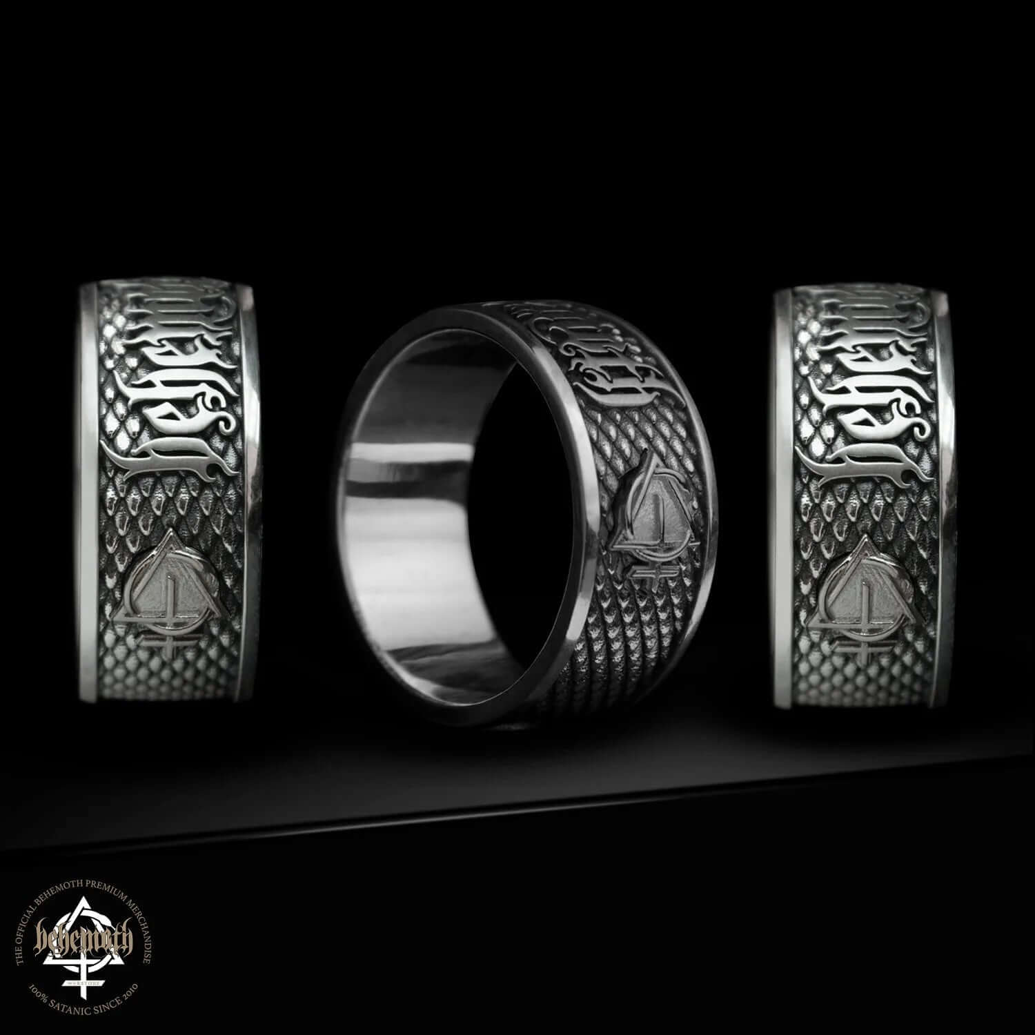 Behemoth 'Contra' Sterling Silver Ring by Tyvodar, showcasing detailed craftsmanship and power in design. Available for preorder now.