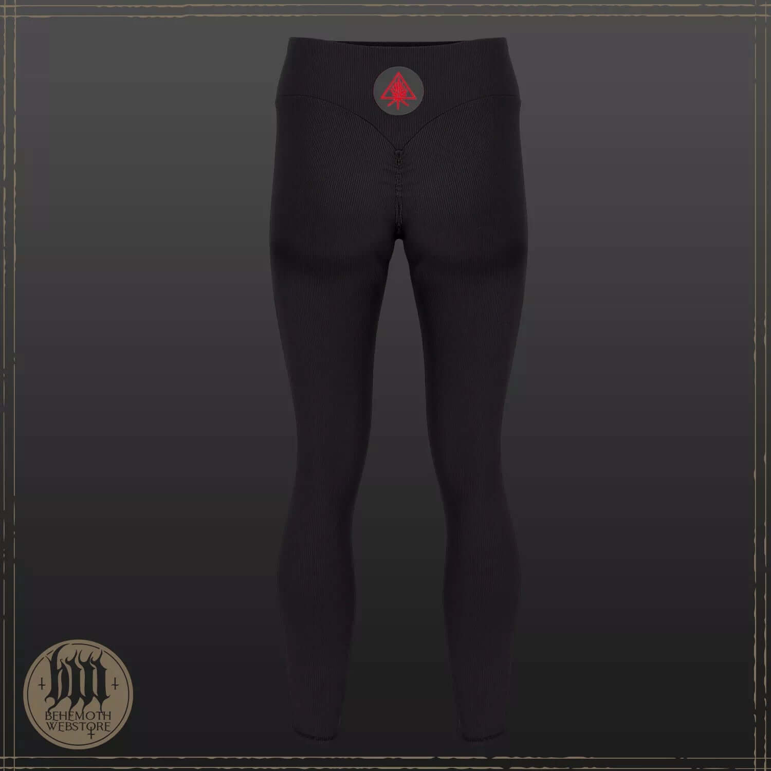 Behemoth 'The Unholy Trinity' ribbed leggings, innovative polyamide knit, activewear crafted in Poland.