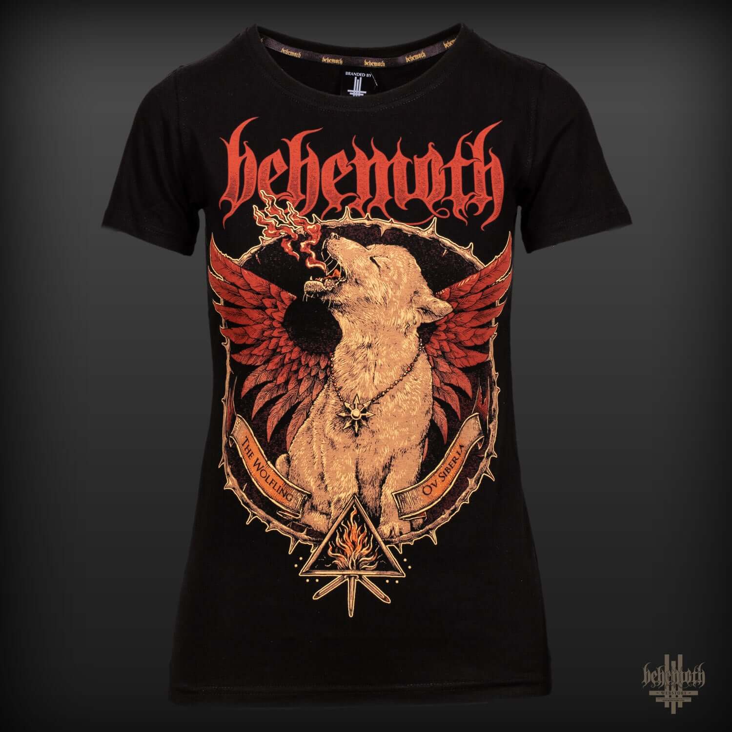 Behemoth 'The Wolfling Ov Siberia' women's black T-shirt with graphic design, premium quality, European sizing.
