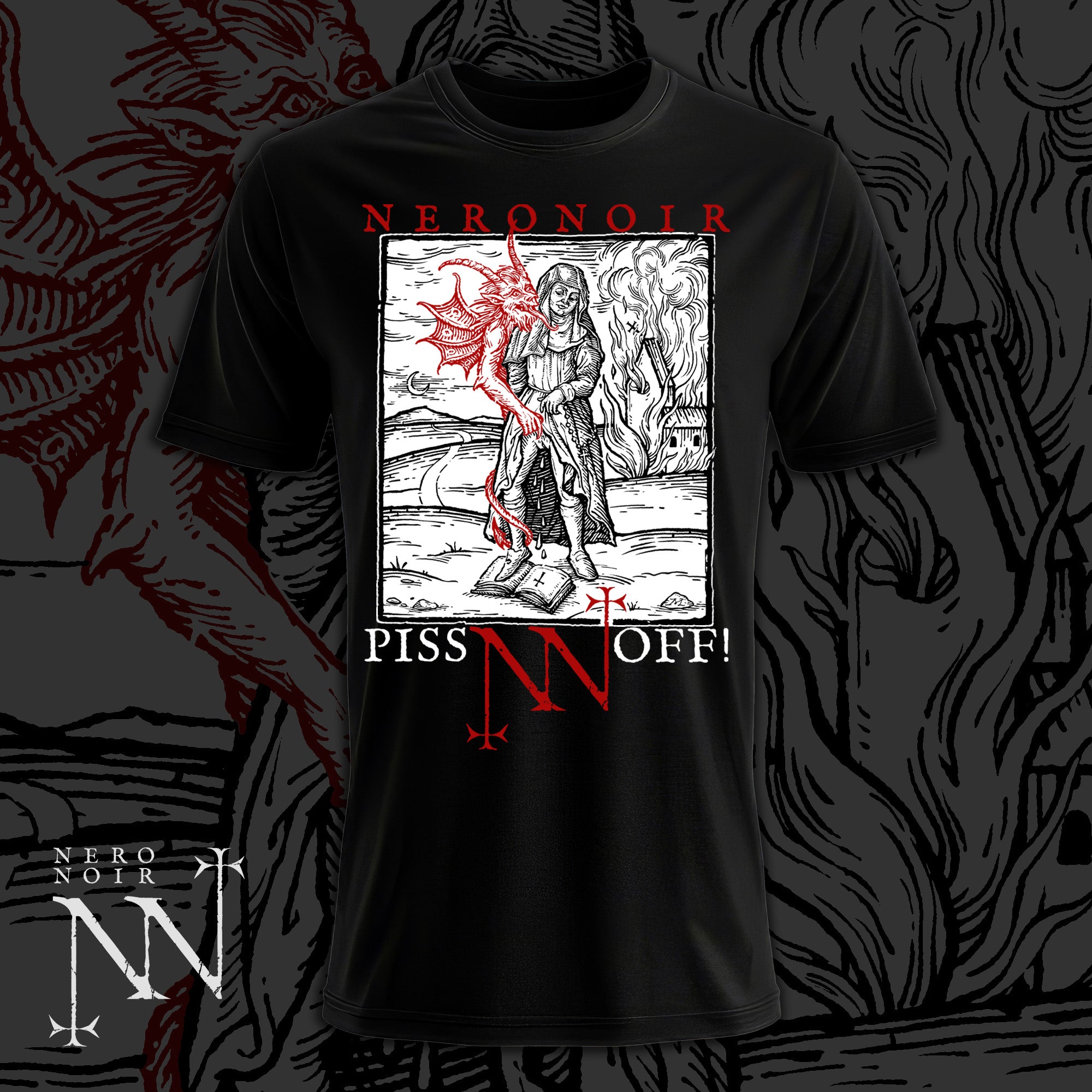 NeroNoir — schwarzes 'Piss Off' T-Shirt — 72h-Vorbestellung