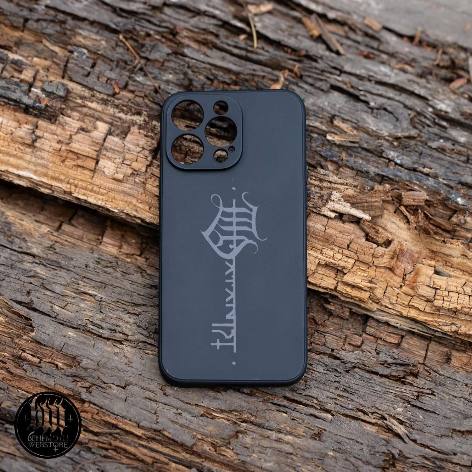 Behemoth 'The Satanist' phone case with black matte finish and Key Sigil, designed for perfect fit and enhanced protection.