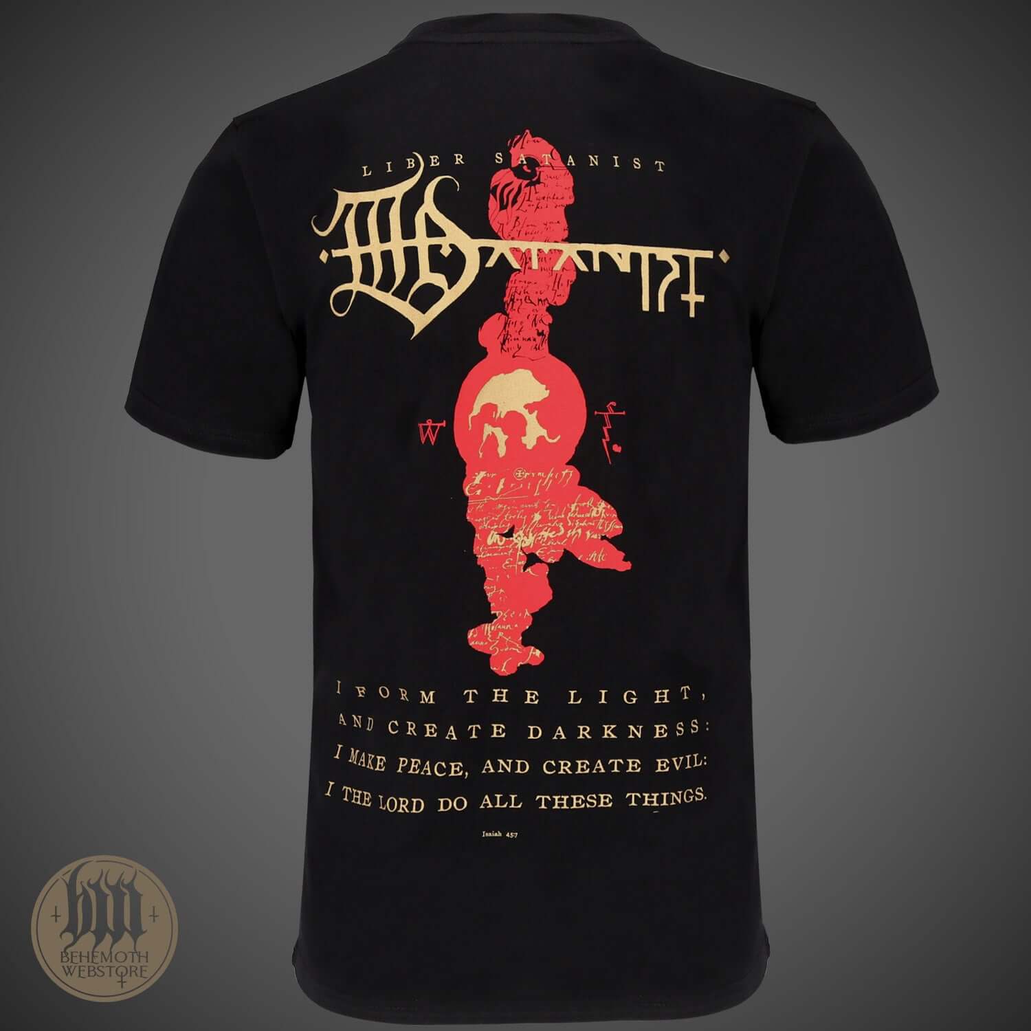 In The Absence Ov Light Behemoth T-Shirt, 10th-anniversary design, commemorating "The Satanist" album, exclusive black tee.