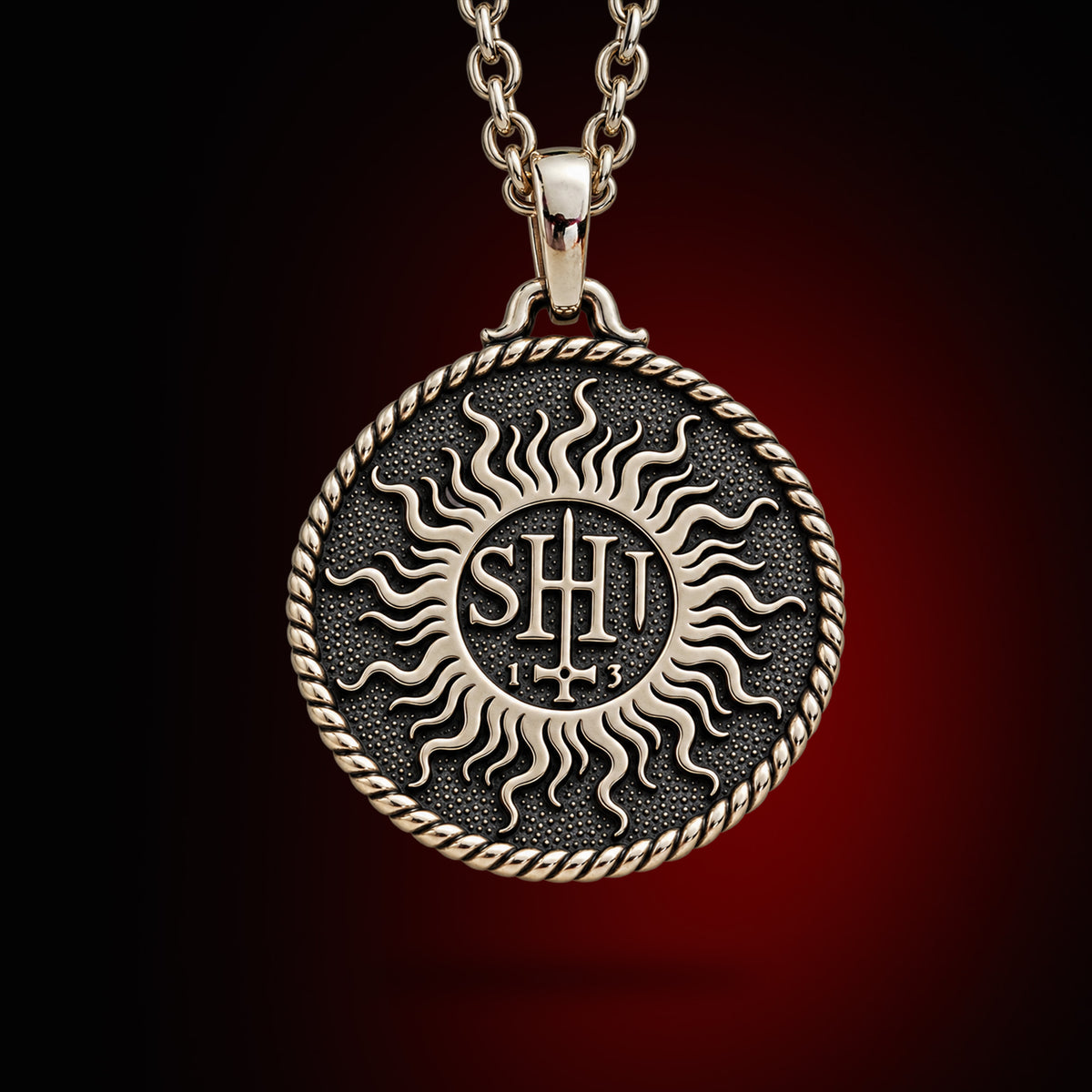 The Shit Ov God sterling silver pendant by Behemoth — TSOG Sigil, front