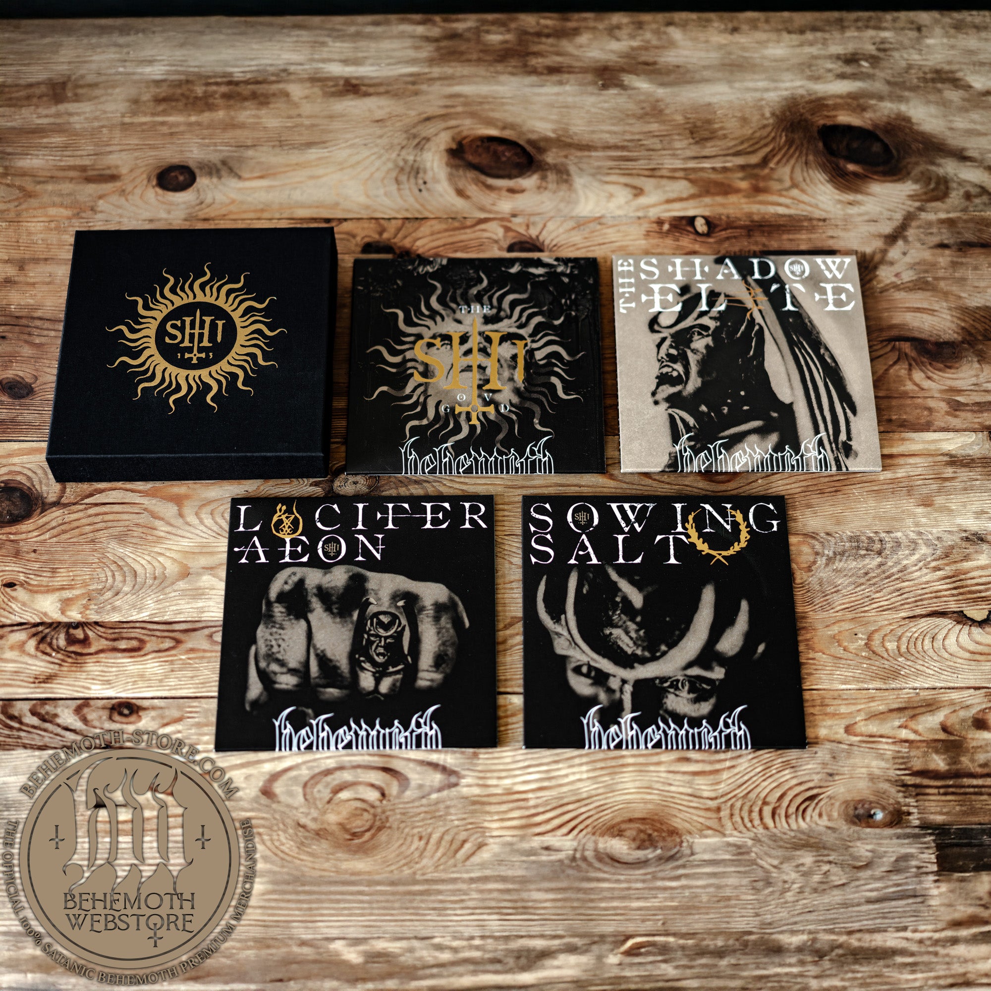 T.S.O.G. Singles Boxset – 4× 7″ Vinyl by Behemoth (Transparent, Laser-Etched, Signed, Numbered, Limited to 222)