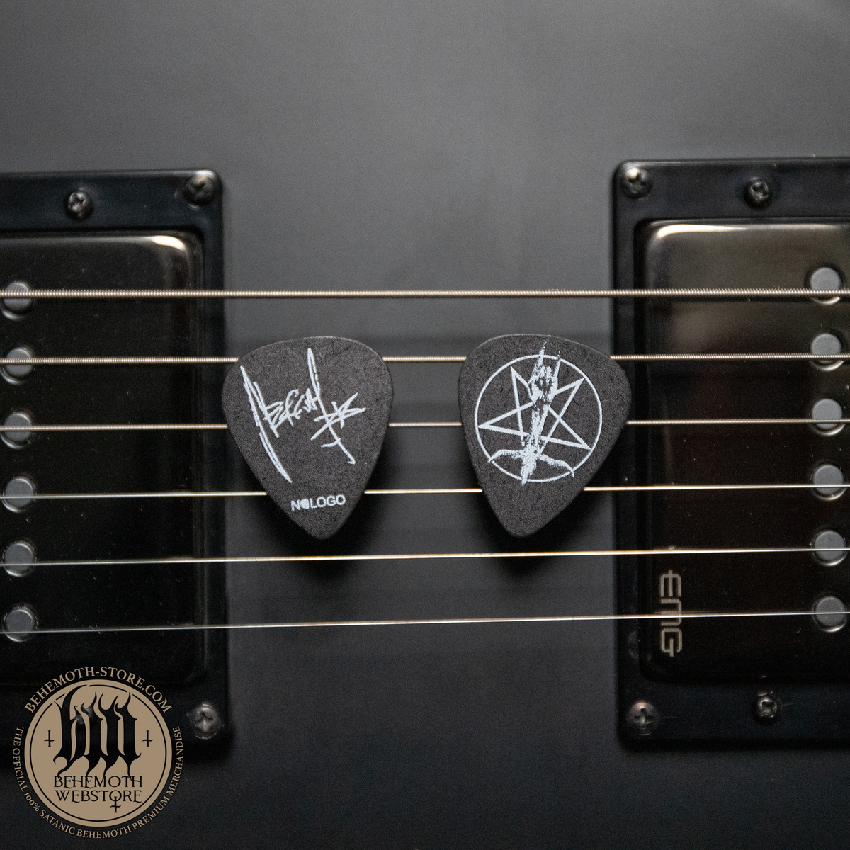 Nergal Pentagram guitar pick — front and reverse; sold individually
