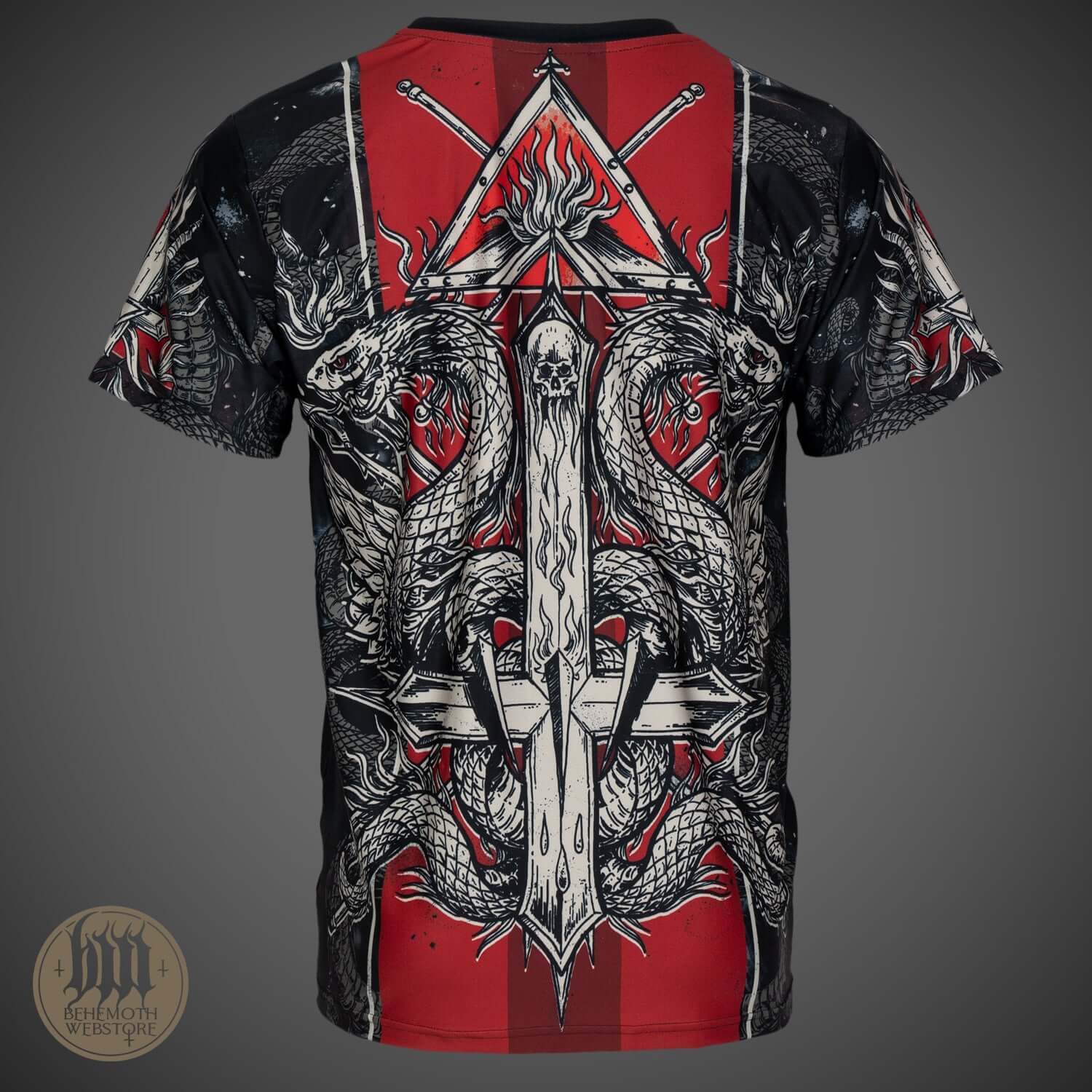 Behemoth 'The Republic Of The Unfaithful' all-over print T-shirt, symbolizing freedom and expression, available now.