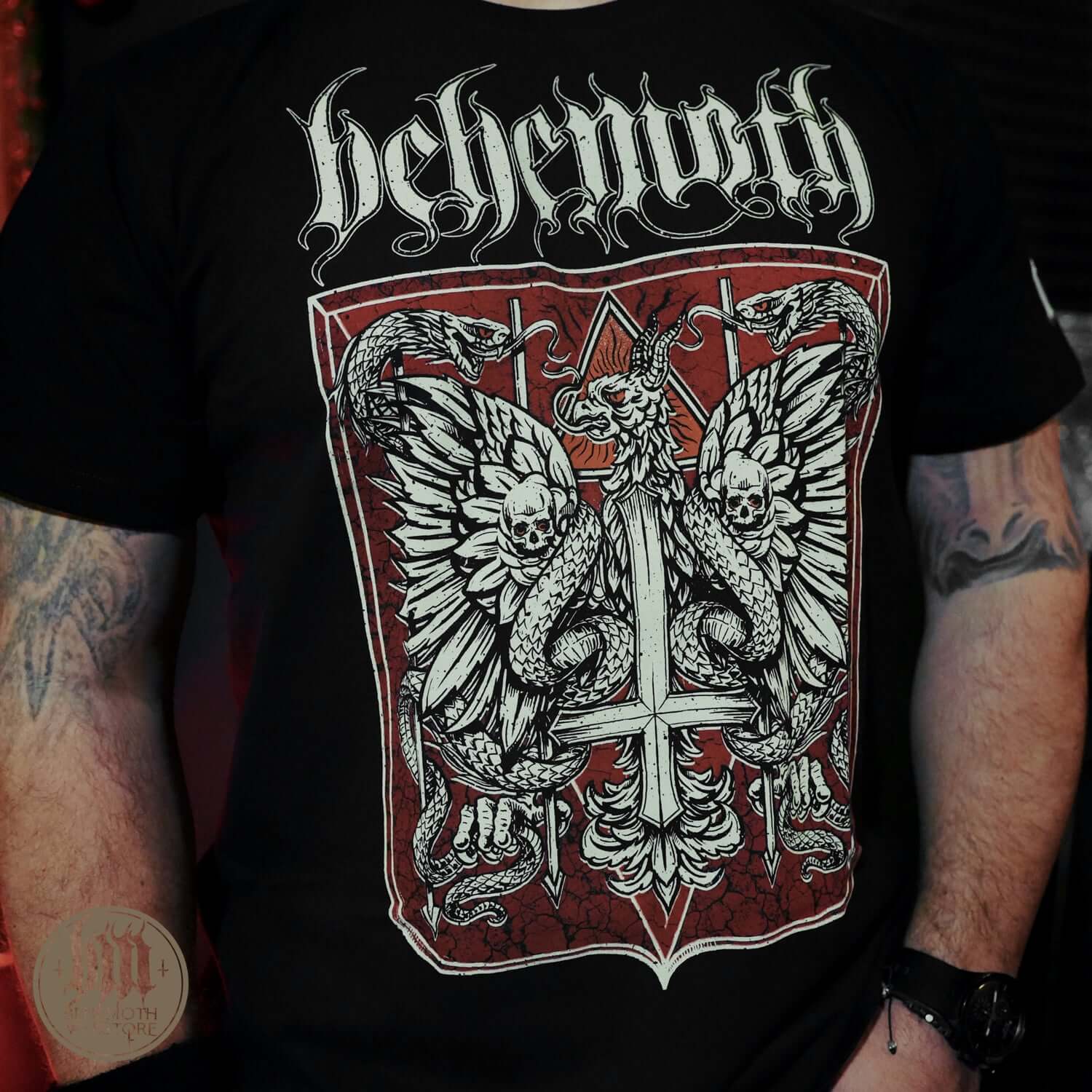 'The Republic Of The Unfaithful' Behemoth T-Shirt featuring symbolic artwork of freedom and artistic expression against censorship.