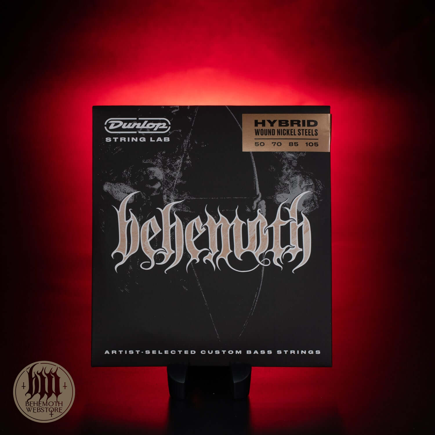 Dunlop Behemoth Hybrid Wound Nickel Bass Strings, 50-105, artist-selected for aggressive midrange and clear highs, in packaging.