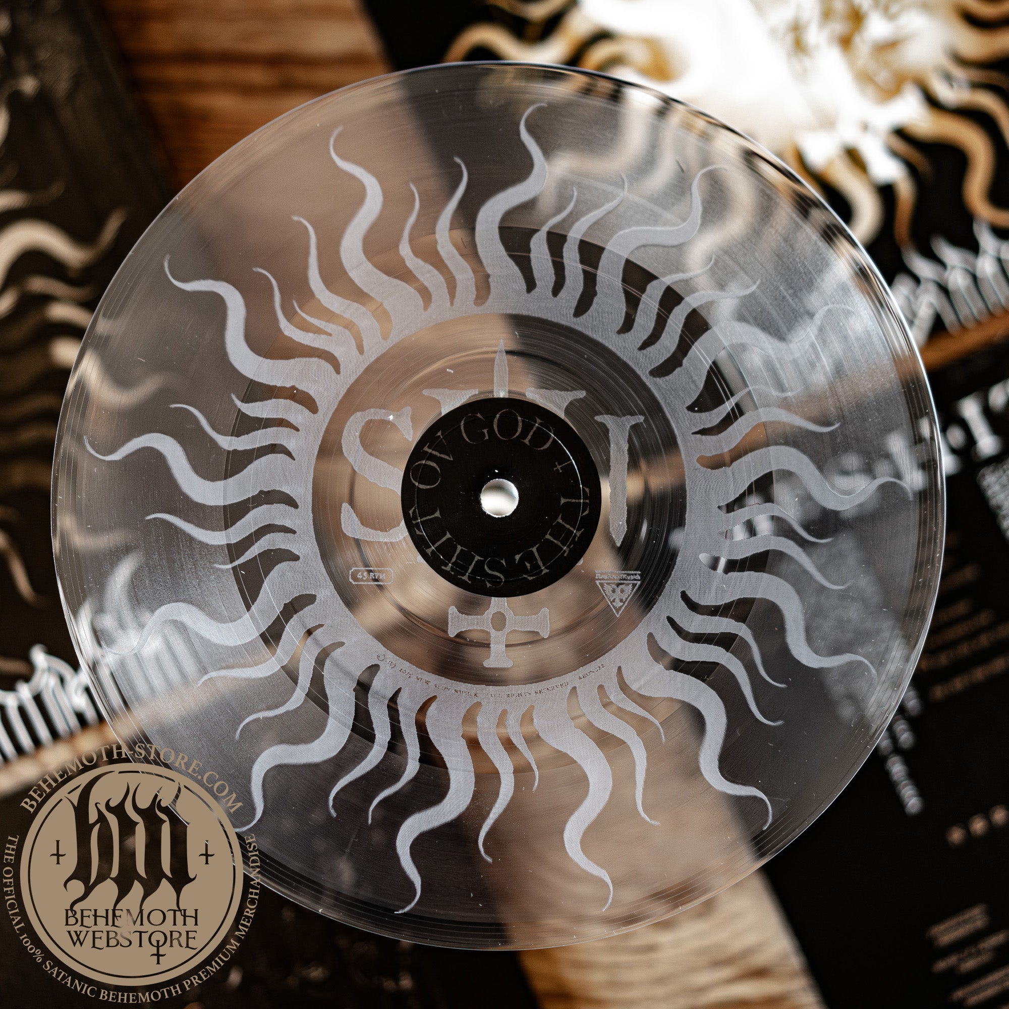 “TSOG” – 7″ Vinyl Single by Behemoth (Transparent, Laser-Etched, Signed, Limited to 350)