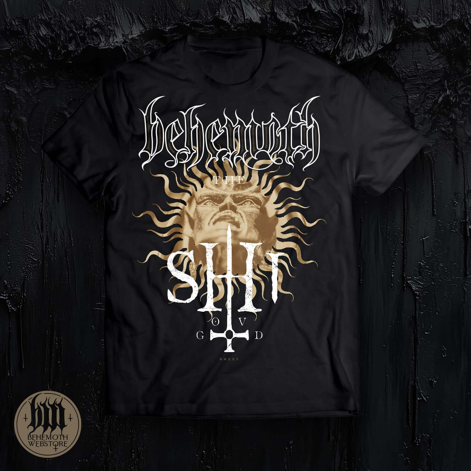 Behemoth TSOG Sigil T-Shirt featuring band logo and sun design on black cotton fabric