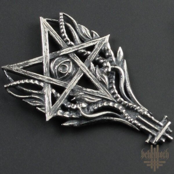 'O Pentagram Ignis' Behemoth sterling silver earrings (a pair)