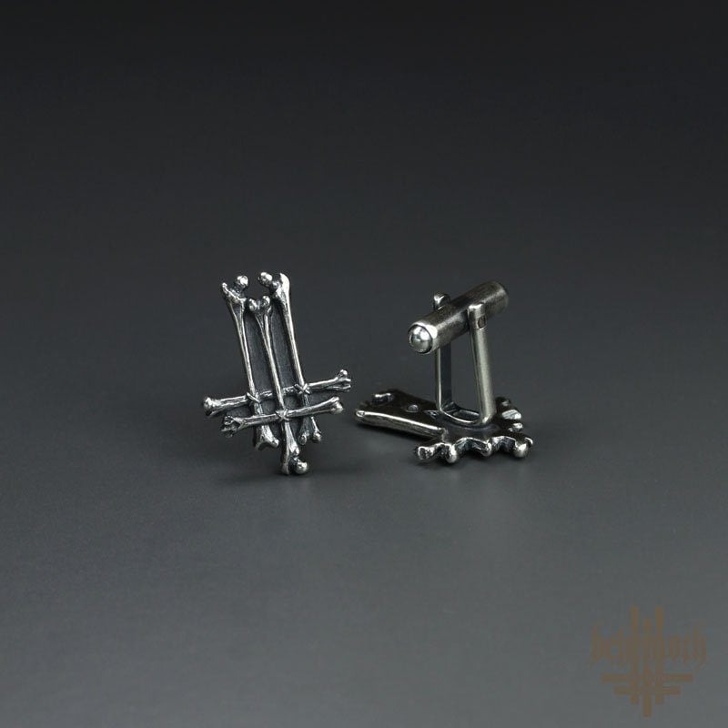 Behemoth 'Trivmviratvs' sterling silver cufflinks 