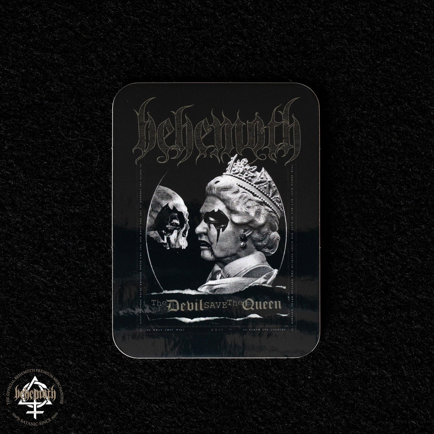 Behemoth 'The Devil Save The Queen' White Vinyl Sticker