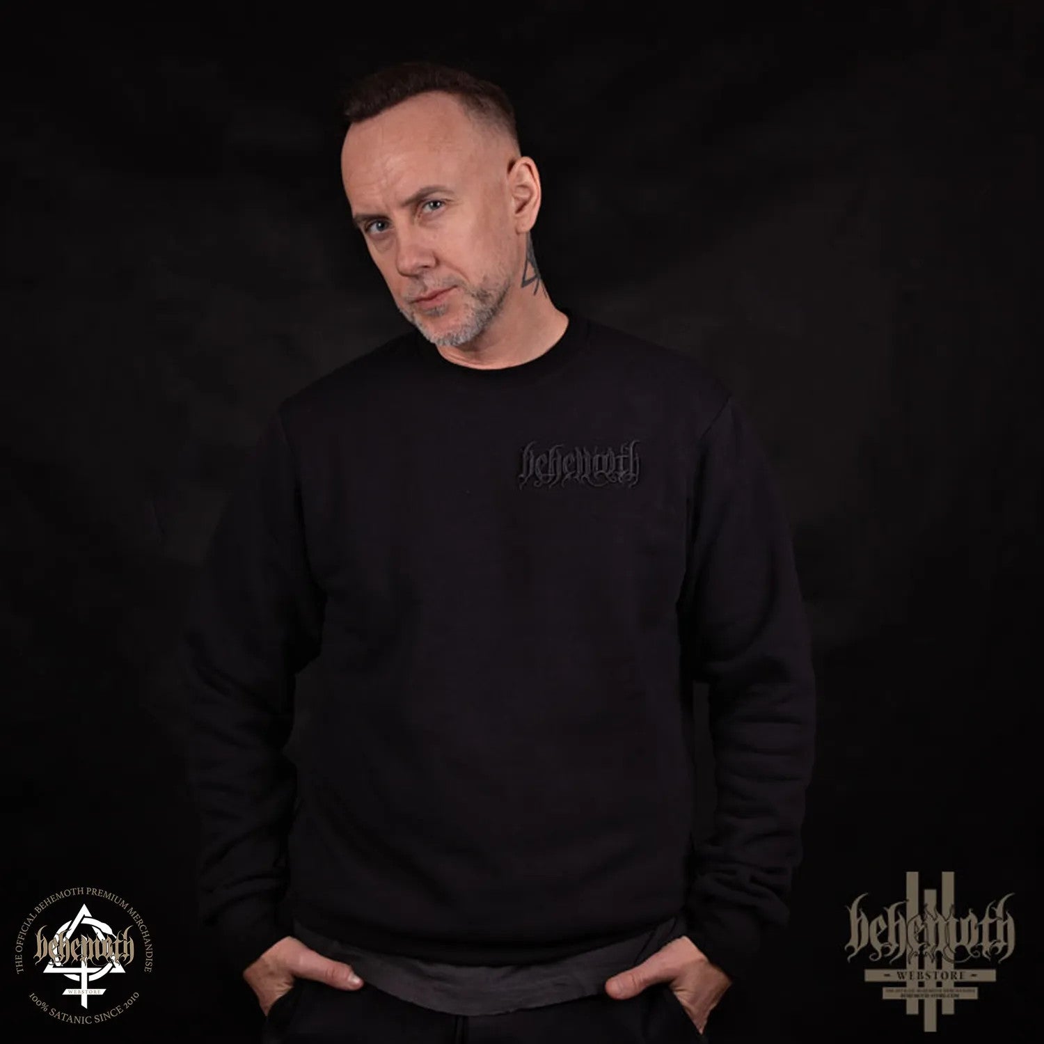 Sudadera con cuello redondo y logotipo bordado de Behemoth (talla antigua)