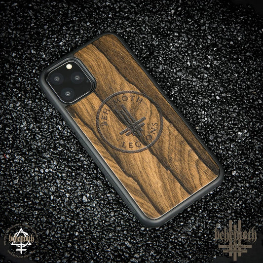 iPhone 11 PRO case with wood finishing and Behemoth 'Behemoth Legions' logo