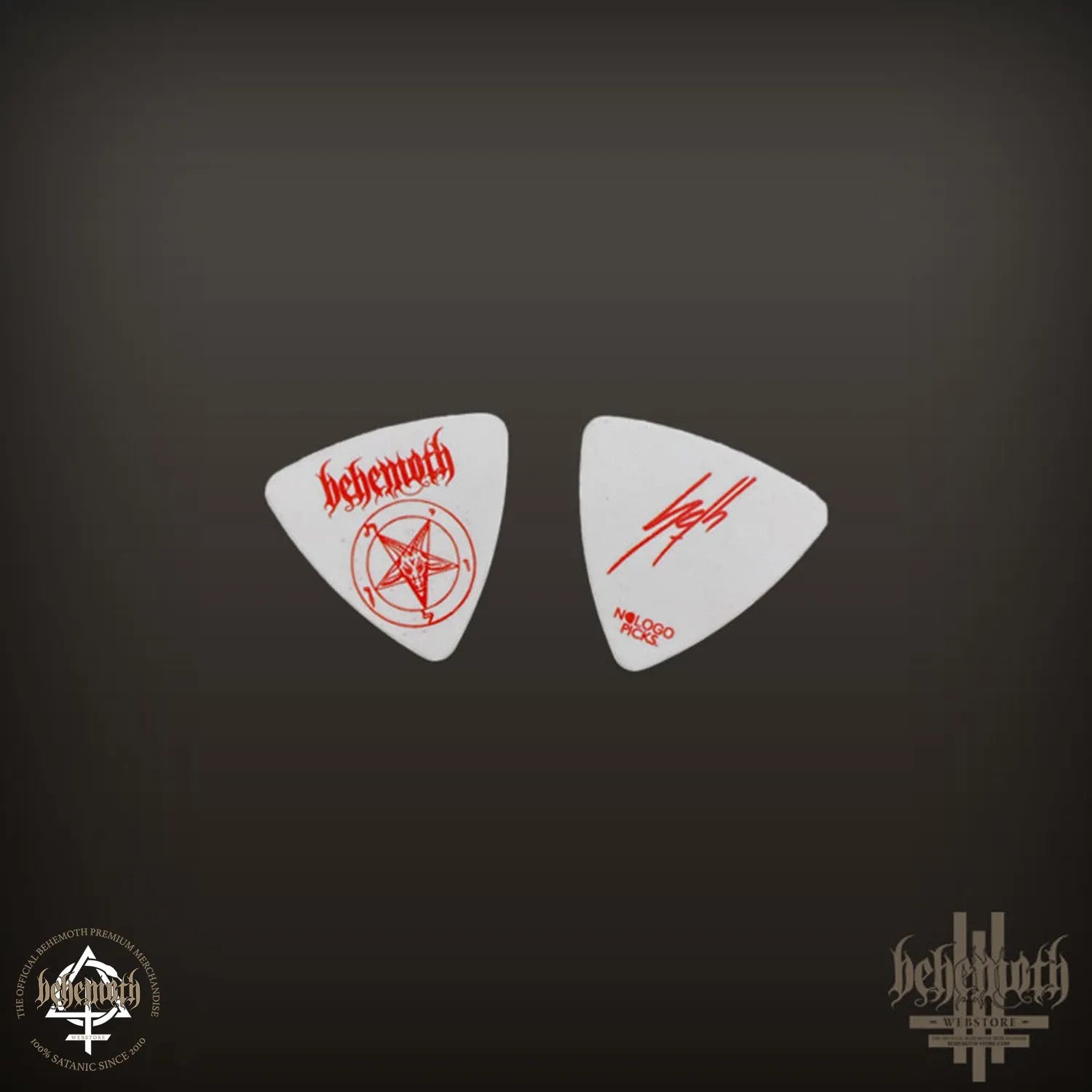 A plastic guitar pick Behemoth Seth signature - Baphomet - white