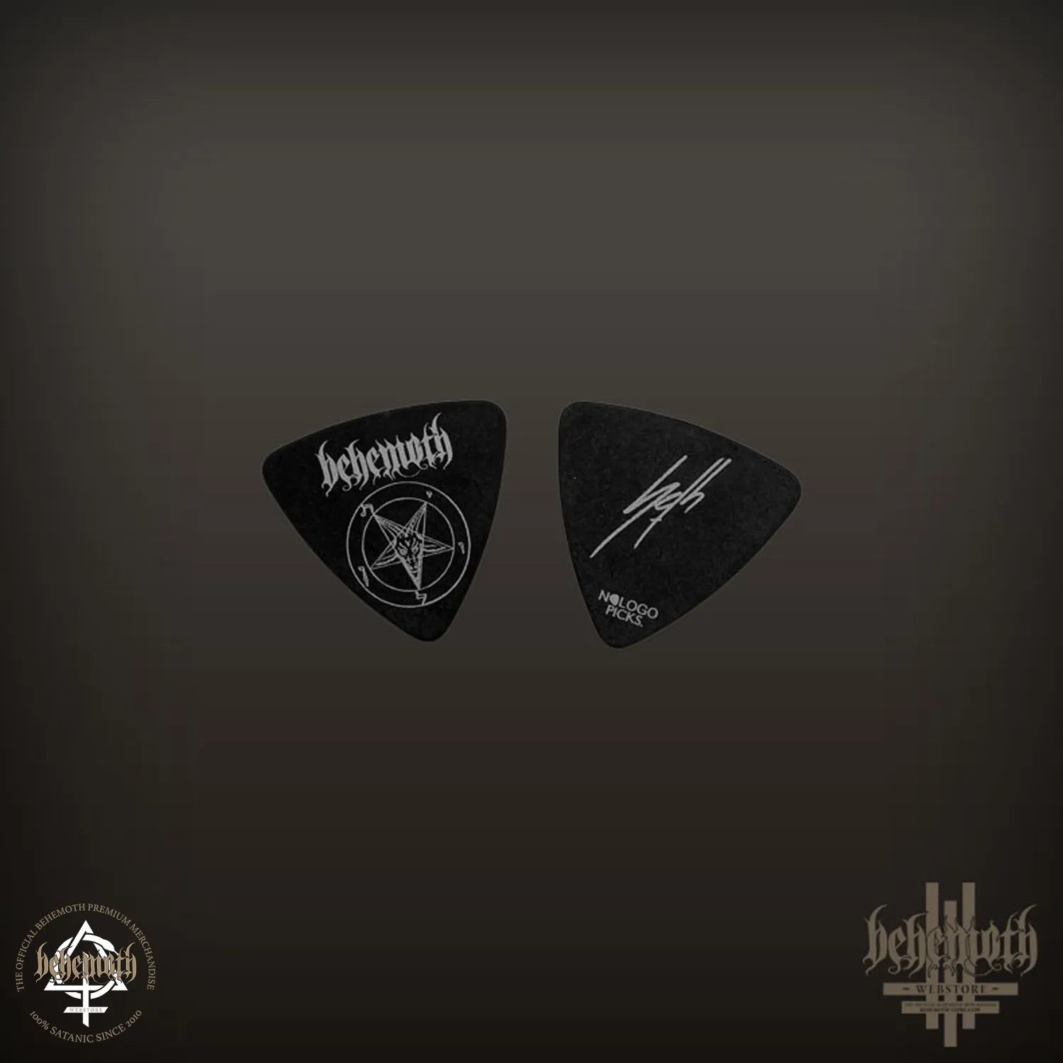 Púa de guitarra de plástico firmada por Behemoth Seth - Baphomet - negra