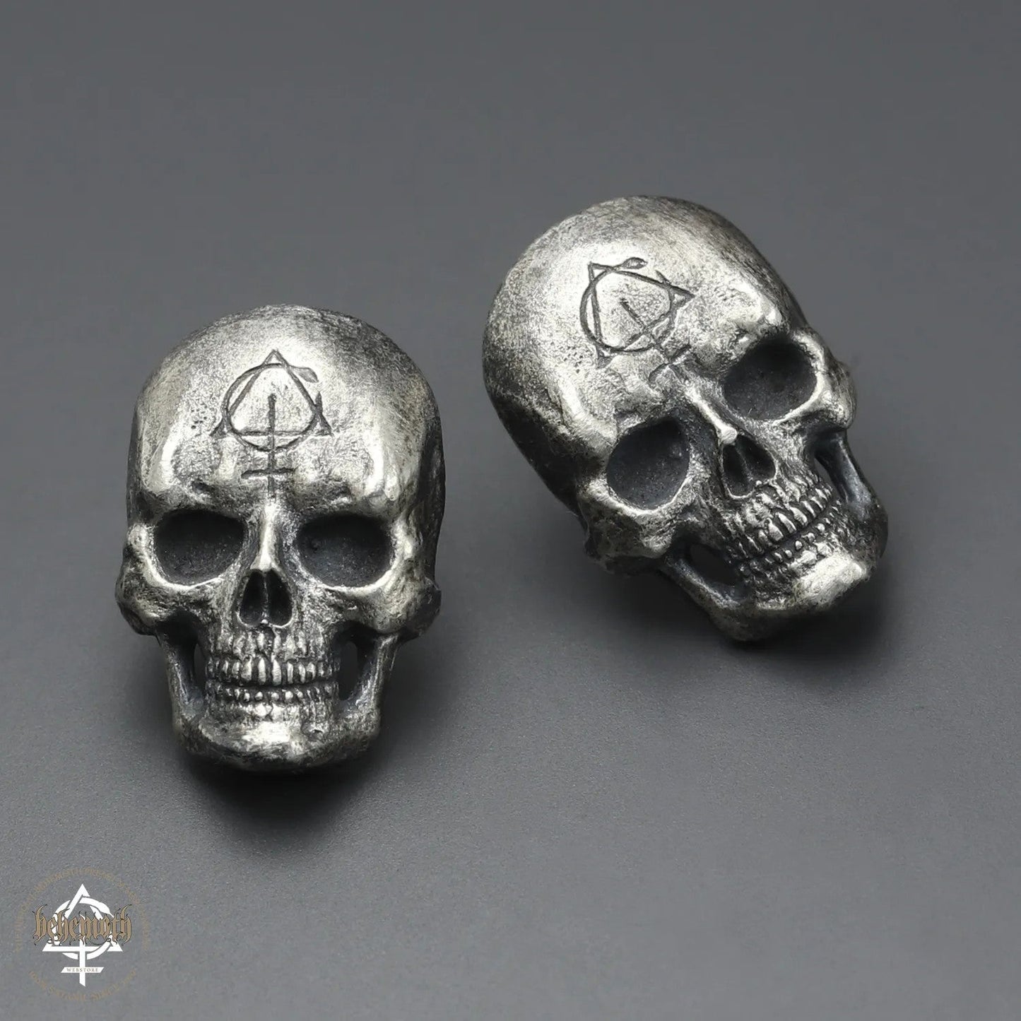 Behemoth 'Contra Skull' sterling silver stud earrings