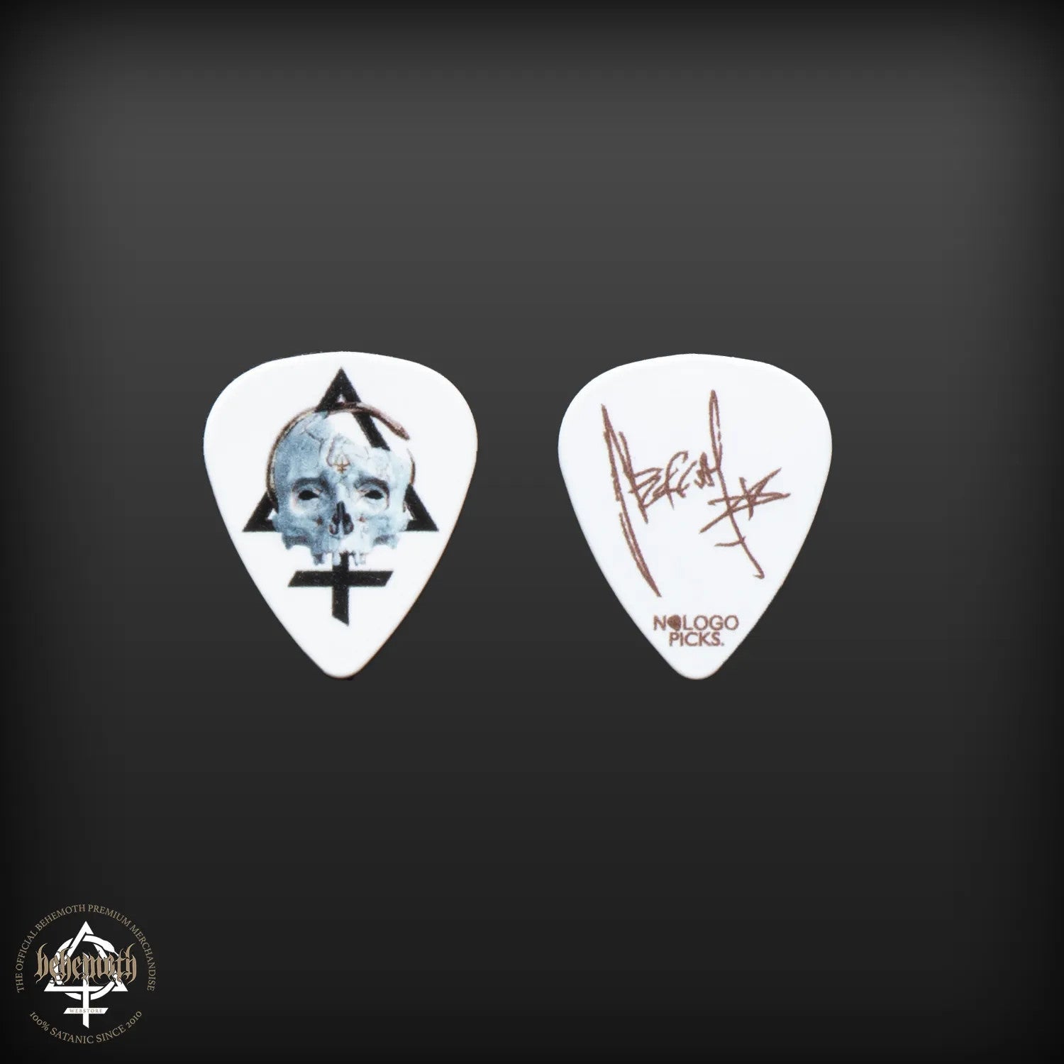 A plastic guitar pick Behemoth 'Contra Skull' Nergal signature