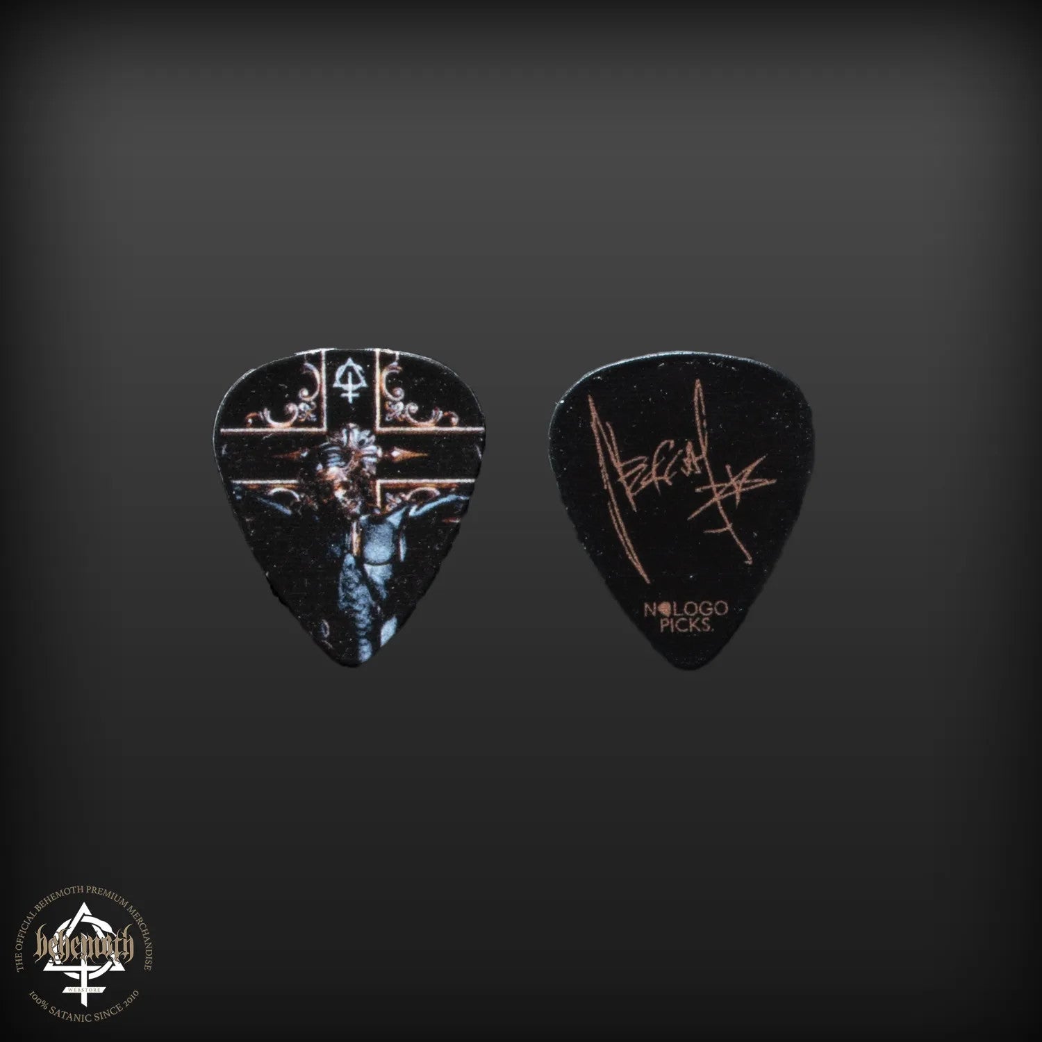 A plastic guitar pick Behemoth 'OCN Cross' Nergal signature