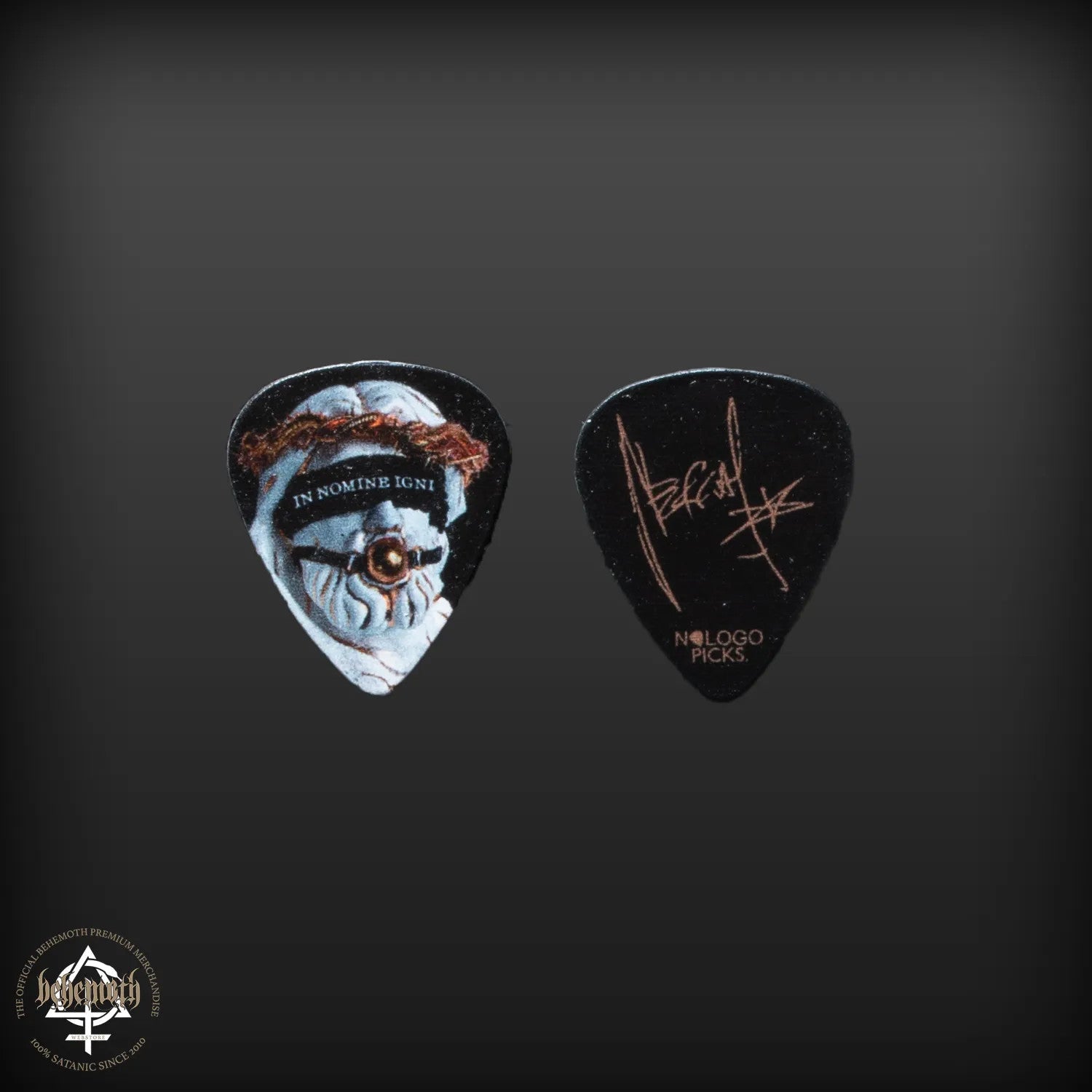 A plastic guitar pick Behemoth 'In Nomine Igni' Nergal signature