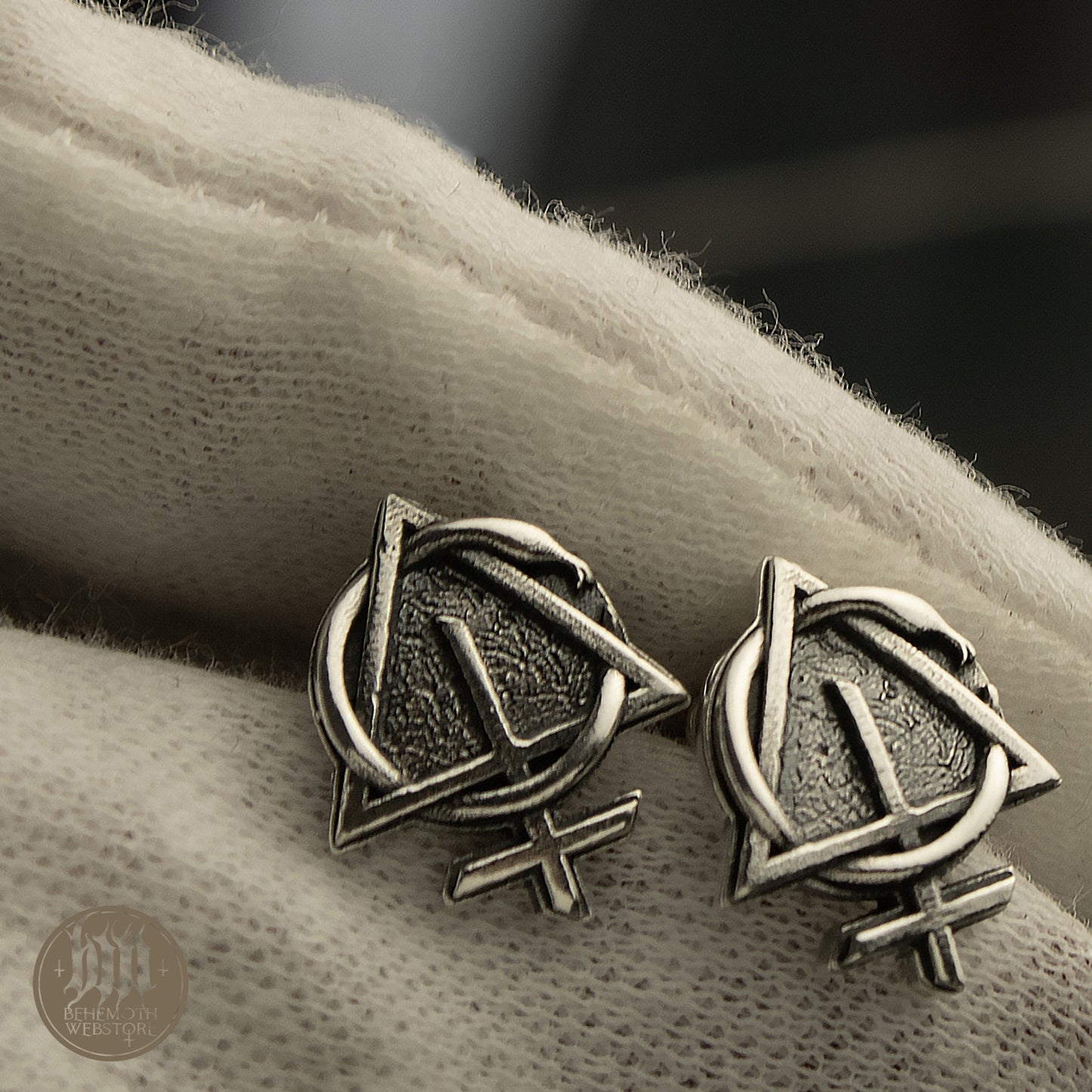 Behemoth 'Contra' sterling silver stud earrings