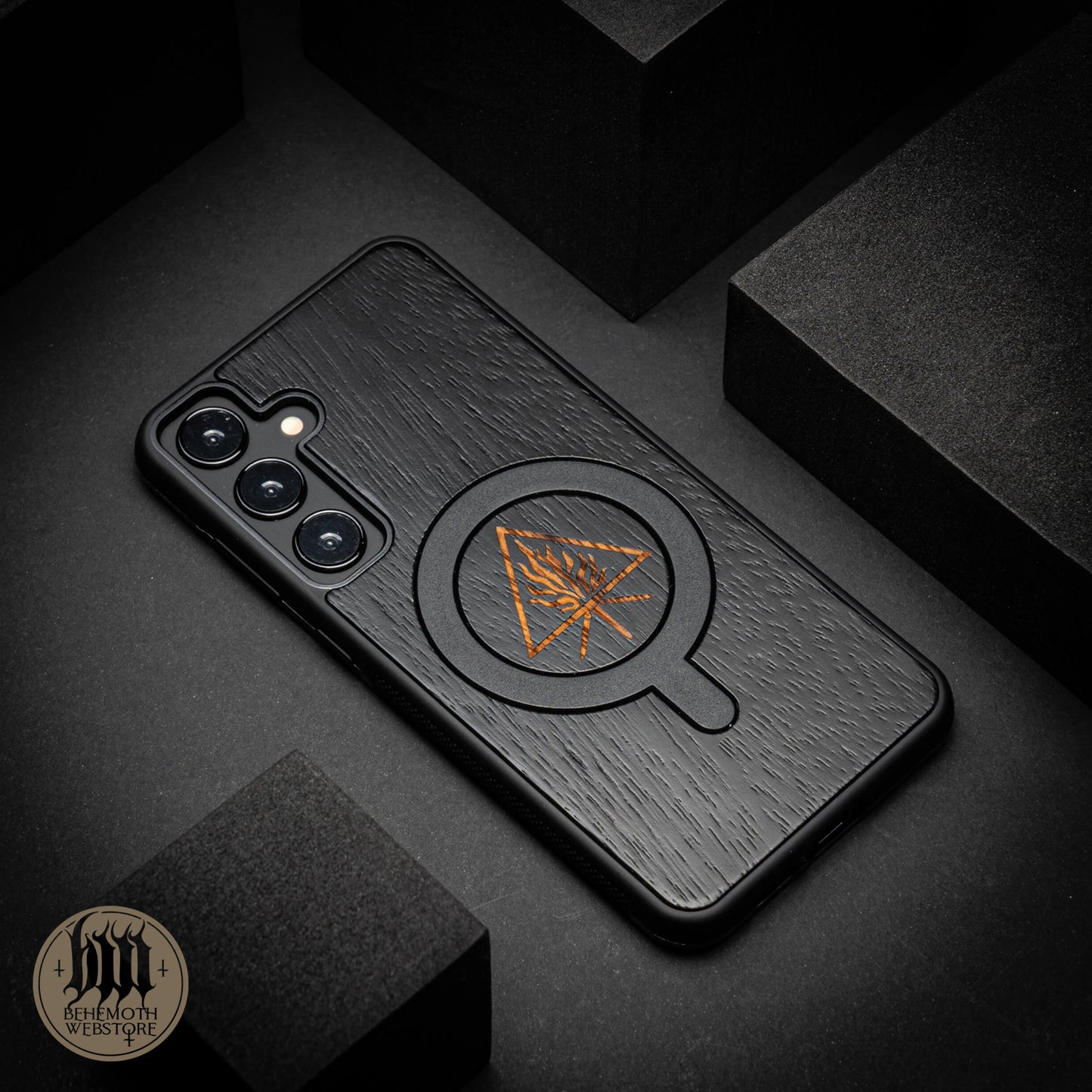 Behemoth 'The Unholy Trinity' Black Wooden/Silicone TPU MagSafe Phone Case