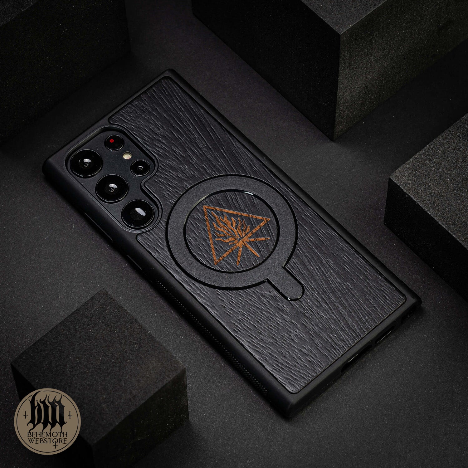 Behemoth 'The Unholy Trinity' Black Wooden/Silicone TPU MagSafe Phone Case