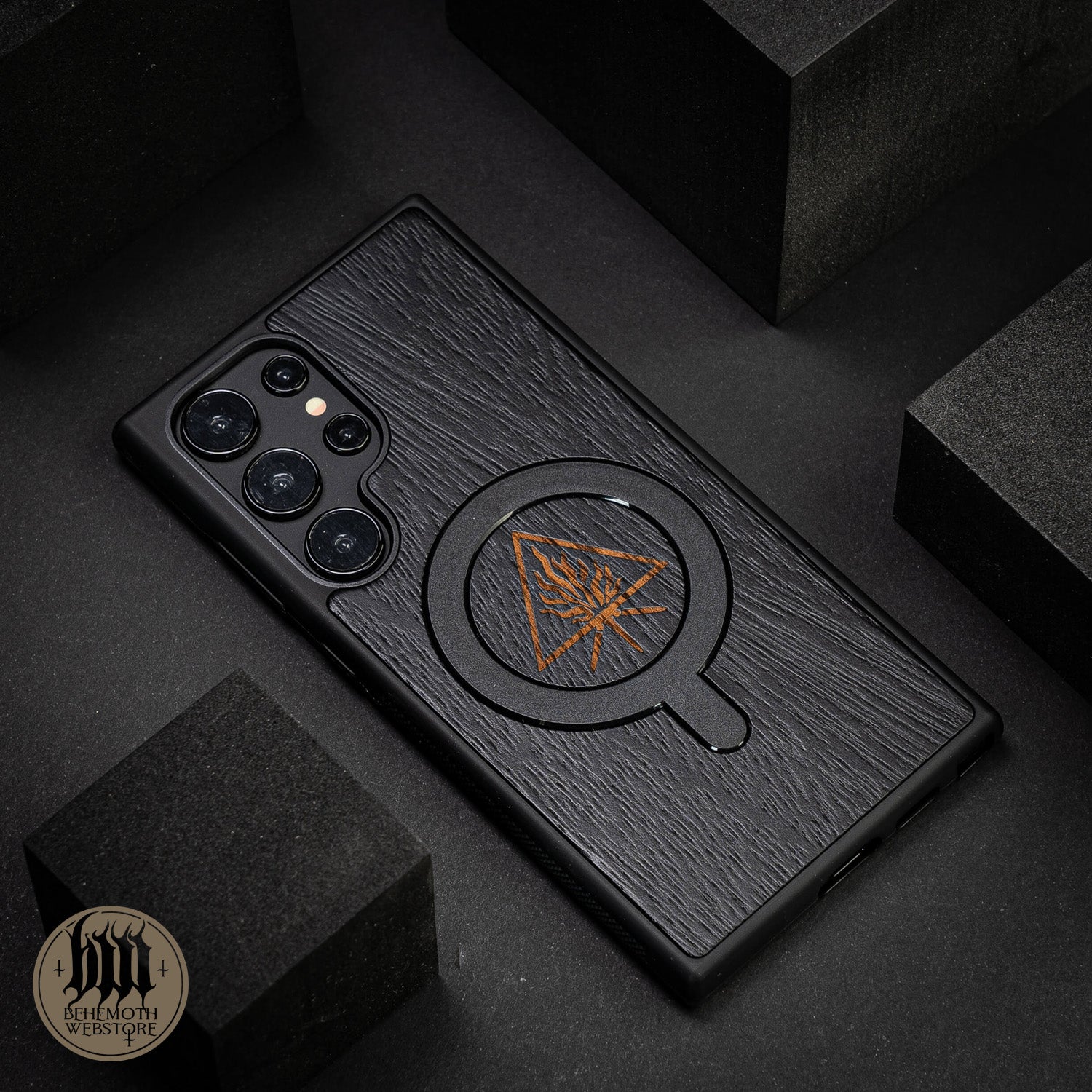 Behemoth 'The Unholy Trinity' Black Wooden/Silicone TPU MagSafe Phone Case