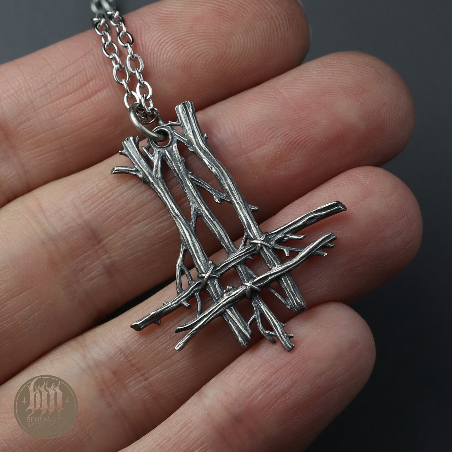 Behemoth 'Trivmviratvs' sterling silver necklace