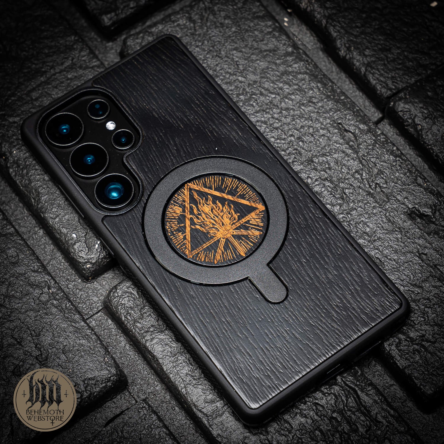 Behemoth 'Thru Fire We Walk' Black Wooden/Silicone TPU MagSafe Phone Case