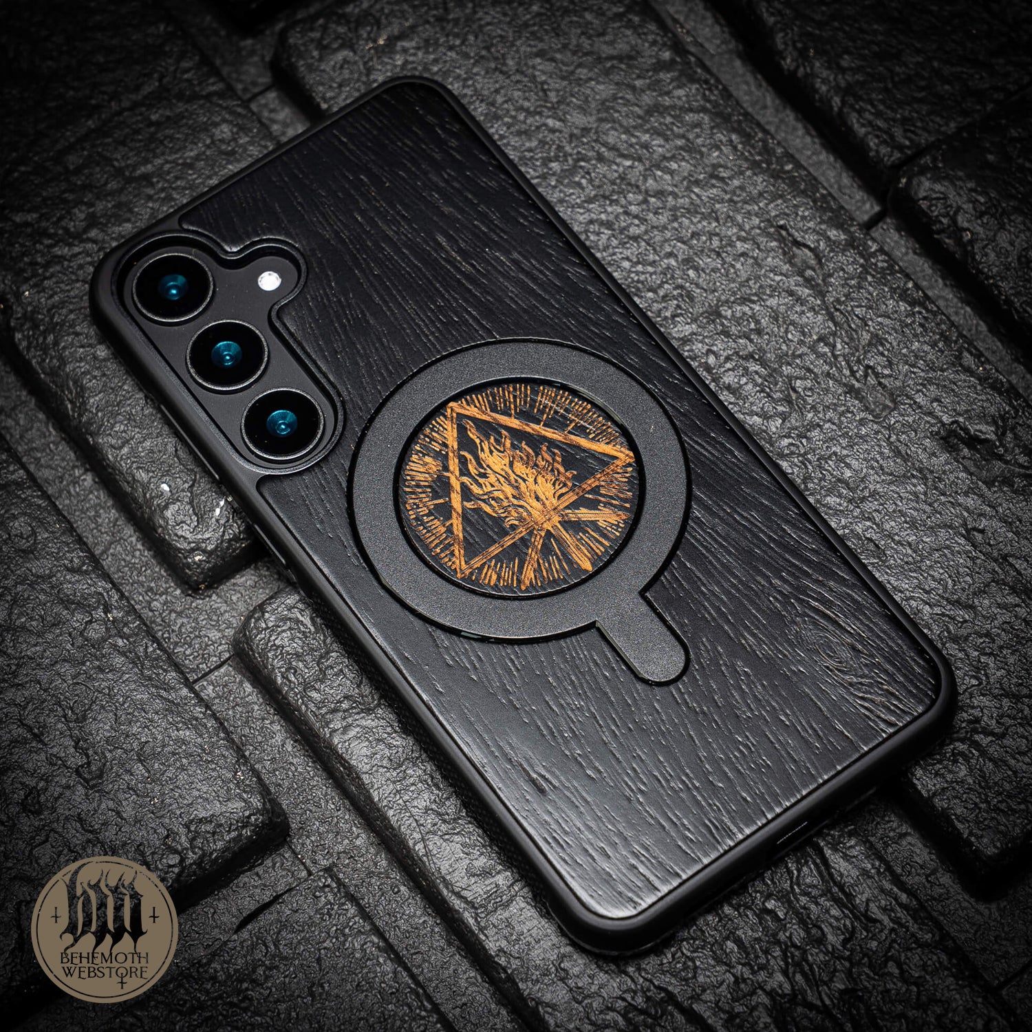 Behemoth 'Thru Fire We Walk' Black Wooden/Silicone TPU MagSafe Phone Case