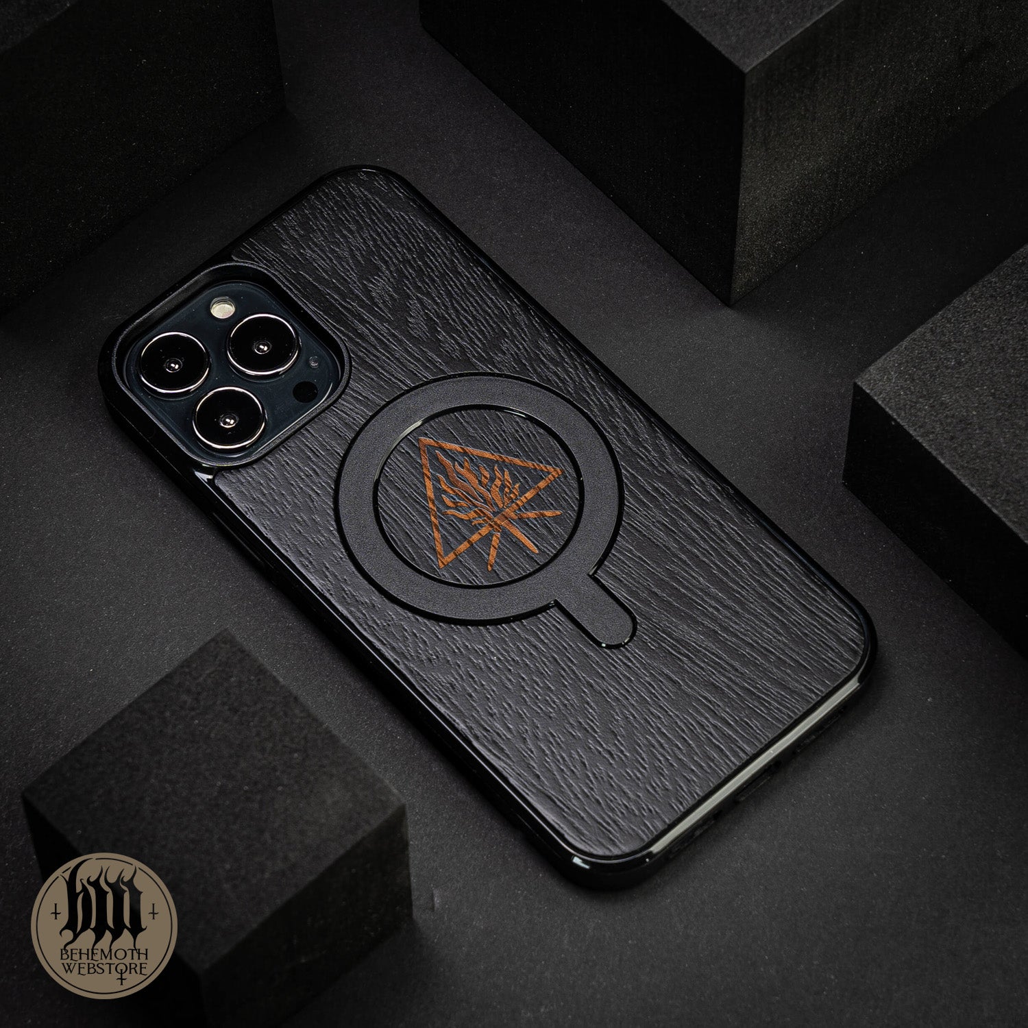 Behemoth 'The Unholy Trinity' Black Wooden/Silicone TPU MagSafe Phone Case