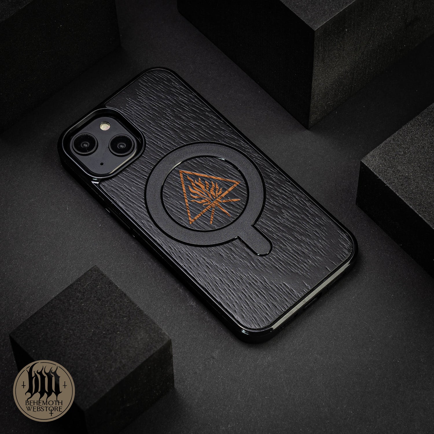 Behemoth 'The Unholy Trinity' Black Wooden/Silicone TPU MagSafe Phone Case