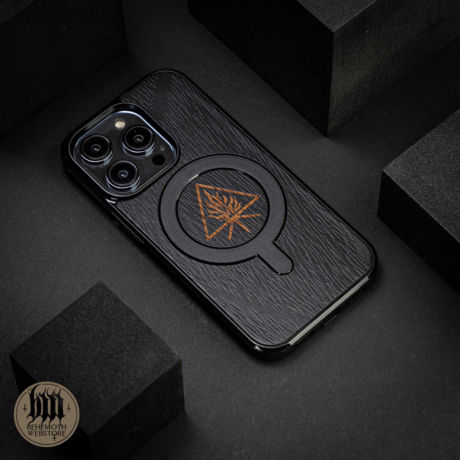 Behemoth 'The Unholy Trinity' Black Wooden/Silicone TPU MagSafe Phone Case