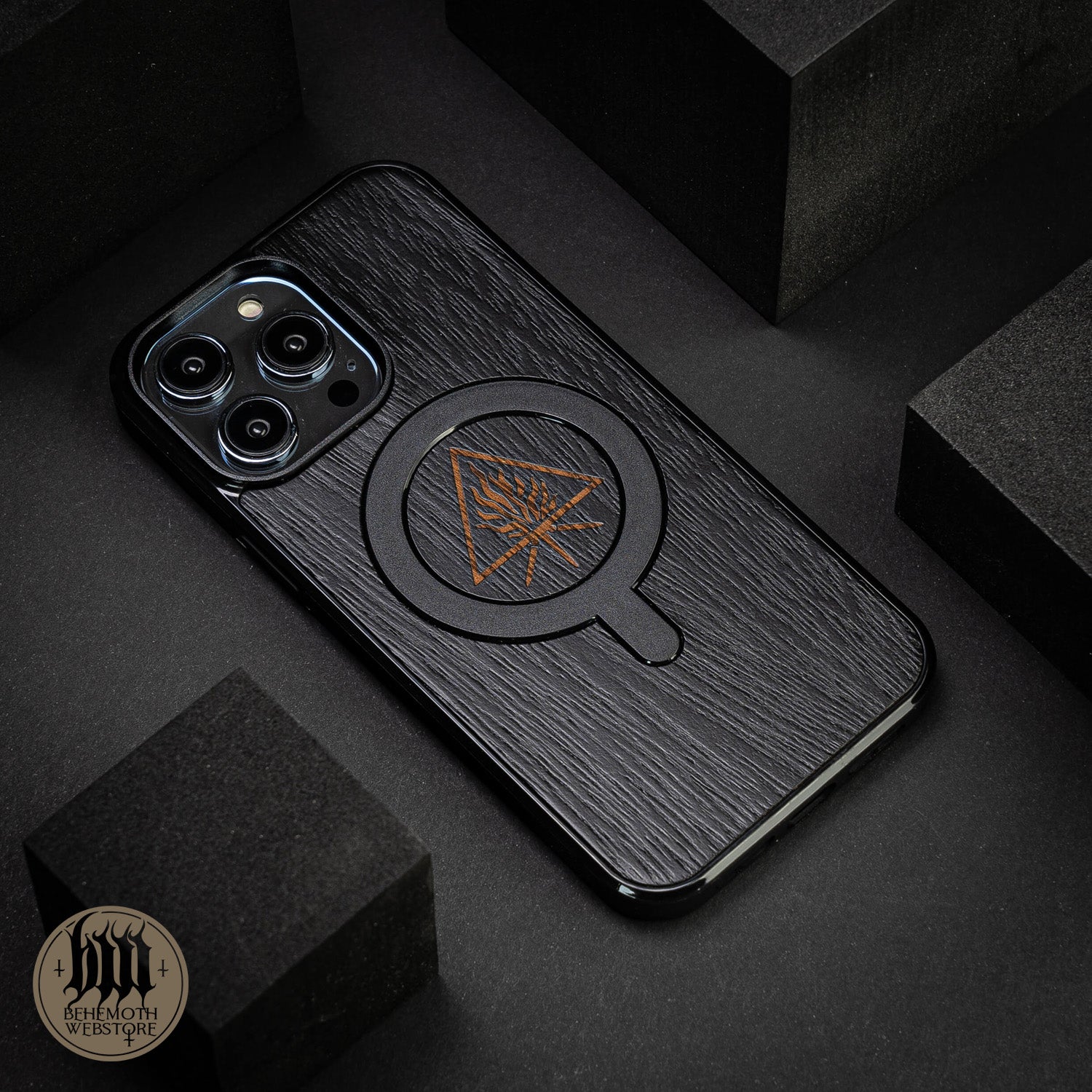 Behemoth 'The Unholy Trinity' Black Wooden/Silicone TPU MagSafe Phone Case