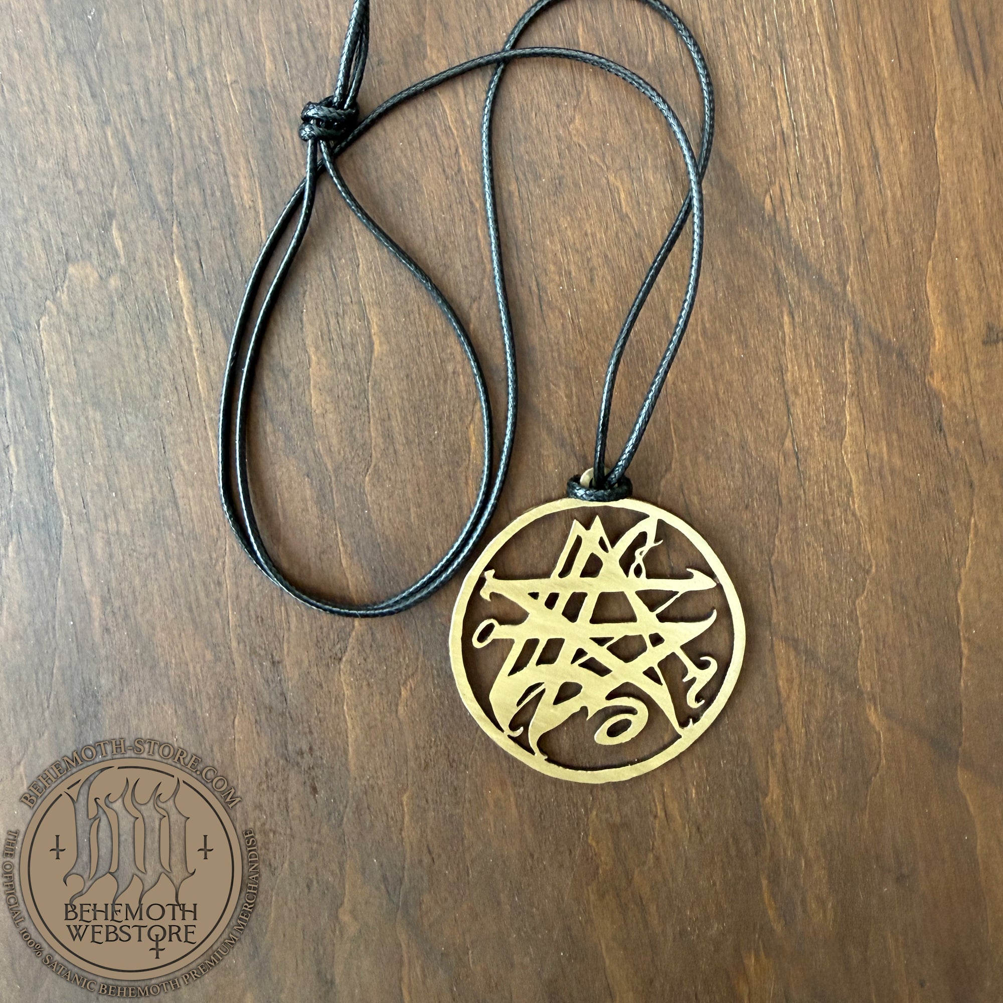 Behemoth 'Pandemonic Incantations - Necronomicon' large, cutout brass necklace