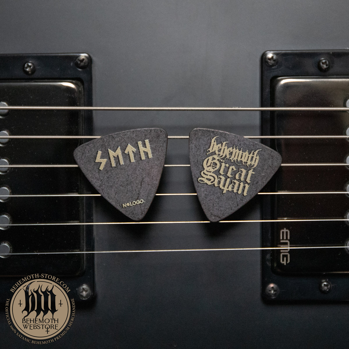 Seth Great Satan guitar pick — front and reverse; sold individually