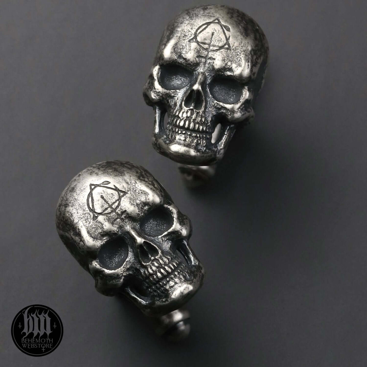 Behemoth 'Contra Skull' Silver Cufflinks