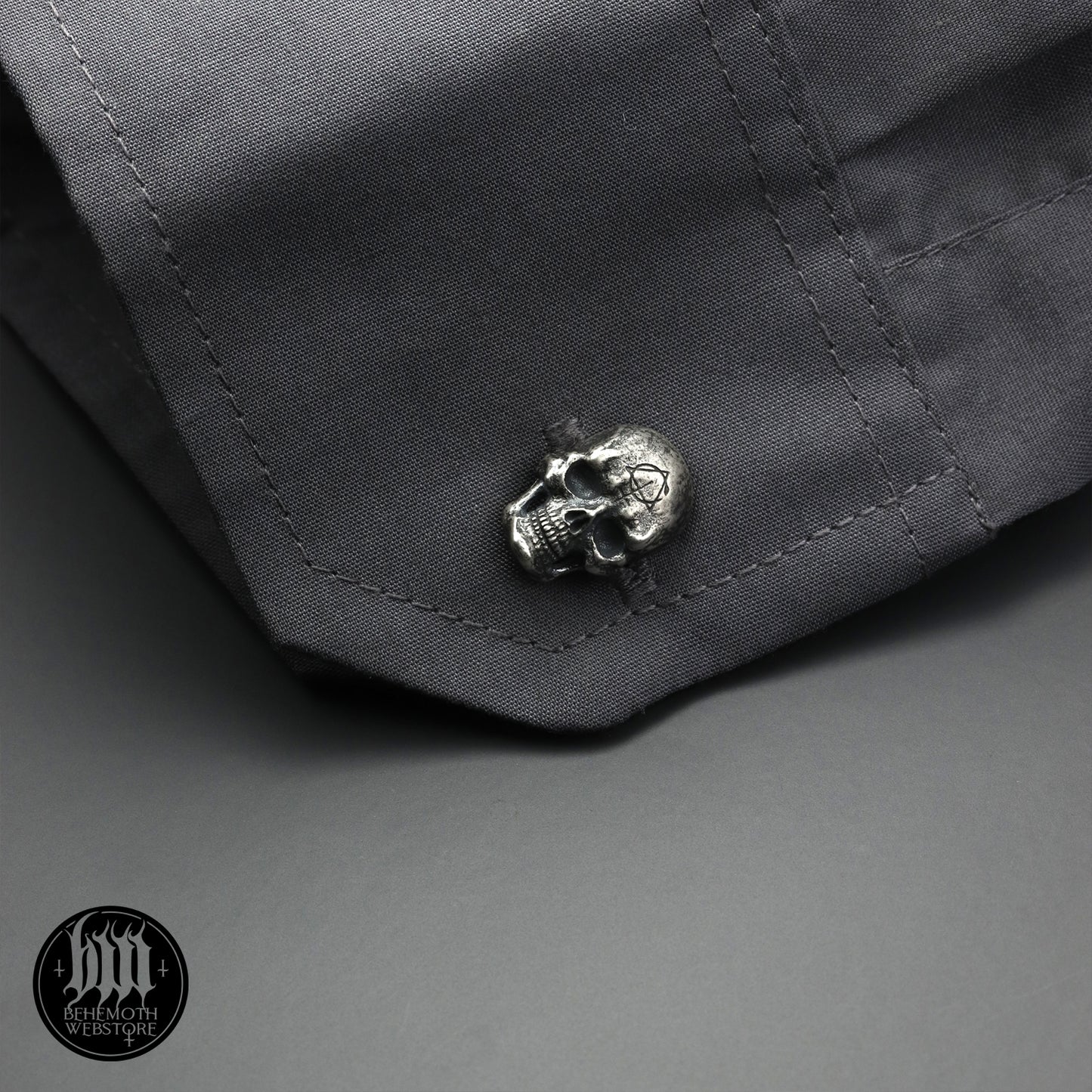 Behemoth 'Contra Skull' sterling silver cufflinks