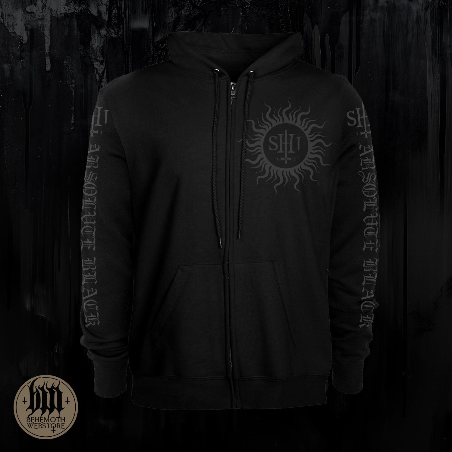 Sudadera con capucha y cremallera 'Absolvte Black' de Behemoth TSOG